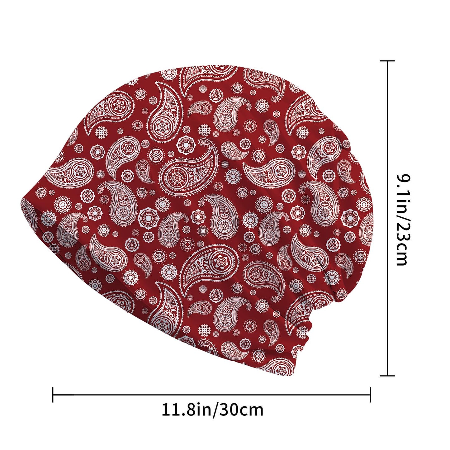 JoUbi Red Paisley Women's Slouchy Beanie Hat Cute Turban Hats Cancer Headwear Caps Baggy Skull Sleep Scarf