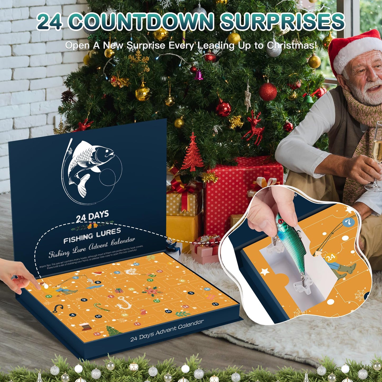 WITOROR Advent Calendar 2025 Fishing Christmas Countdown, 24 Days Fishing Lures Set, Fishing Advent Calender for Fisher Adult Men Teen Boys 2025 Christmas Gifts