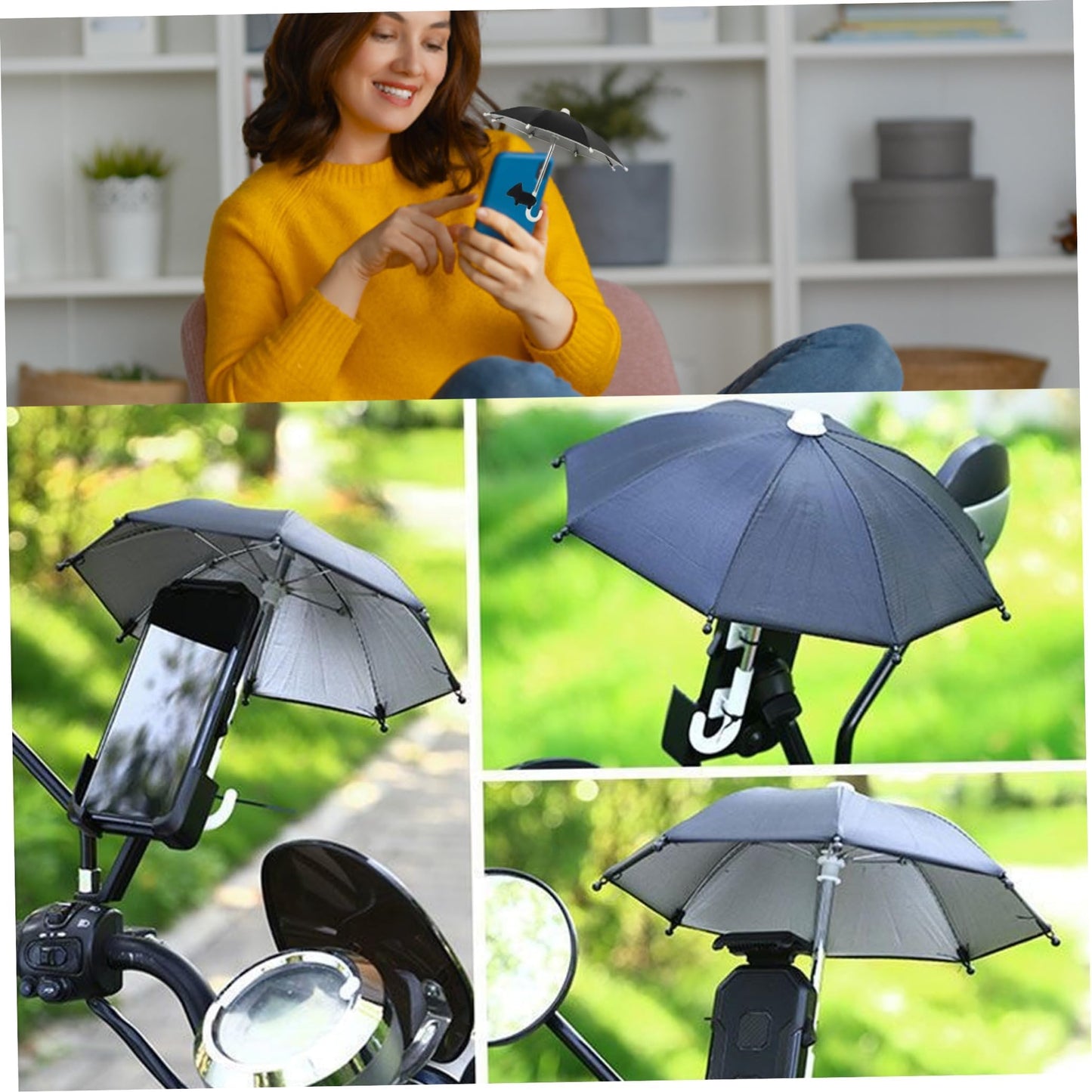 UV Protection Phone Umbrella for Sun, Cell Phone Umbrella Sun Shade, Universal Adjustable Phone Umbrella Suction Cup Stand, Phone Umbrella for Sun (D)