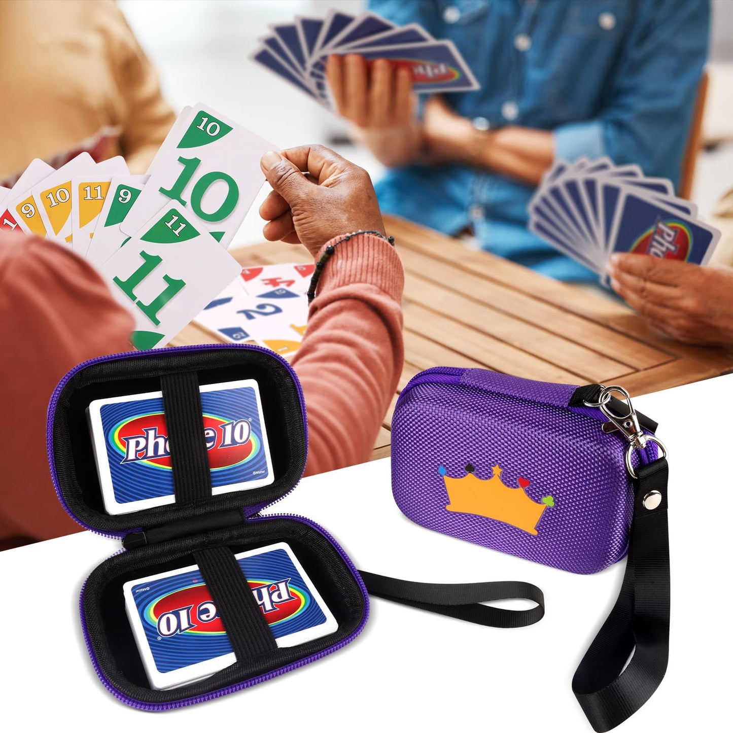Meetikar Travel Card Games Case Compatible with Enterprises Five Crowns Card Games Set, Card Case for UNO Card Case, Playing Card Case, Game Card Holder (Not Including Cards) (Purple)