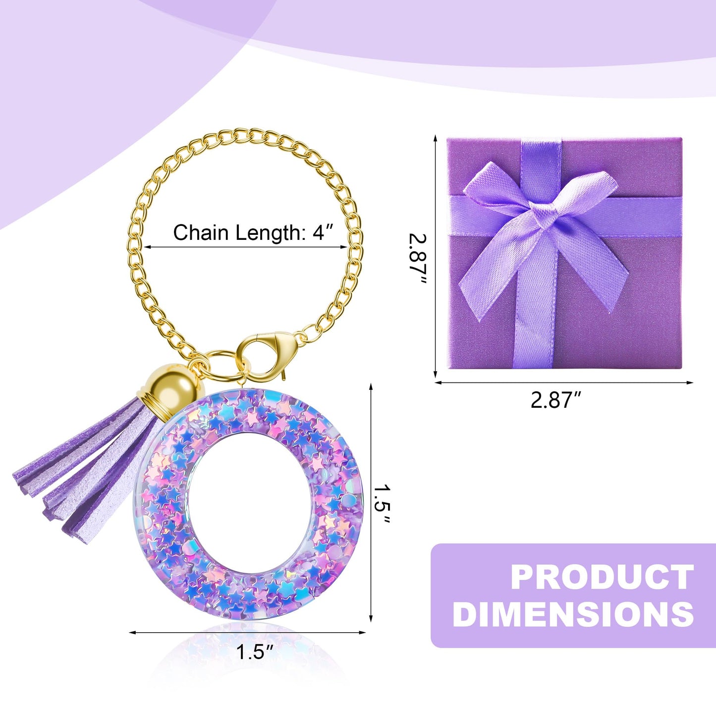 MOYOHIM Letter Charm for Stanley Cup, 1PCS Cute Tumbler Accessories Charm for Handle, Purple Personalized Initial Keychain Charm for Girls Women