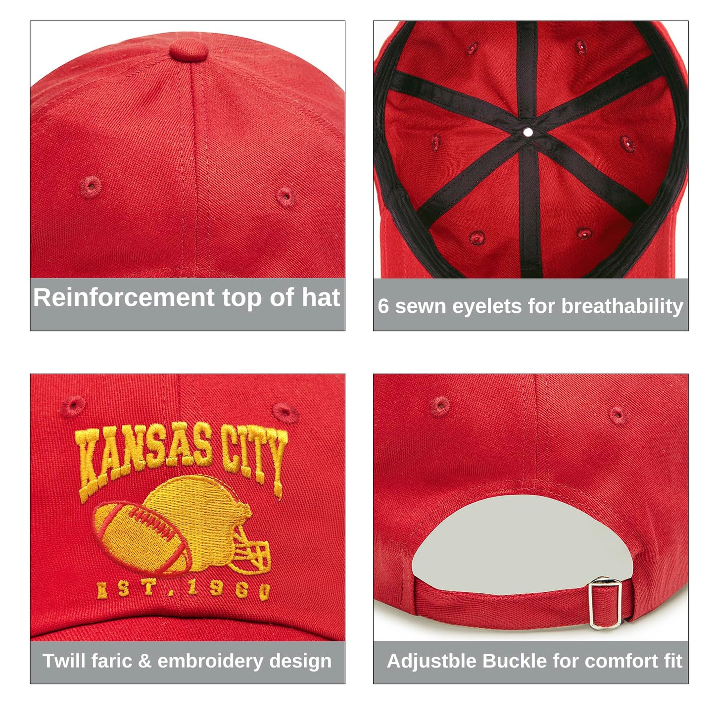 DMIJHRE 3D Embroidered Kansas Hat for Men Women, Unisex Adjustable Baseball Cap Trucker Hats for American Football Fans Gifts