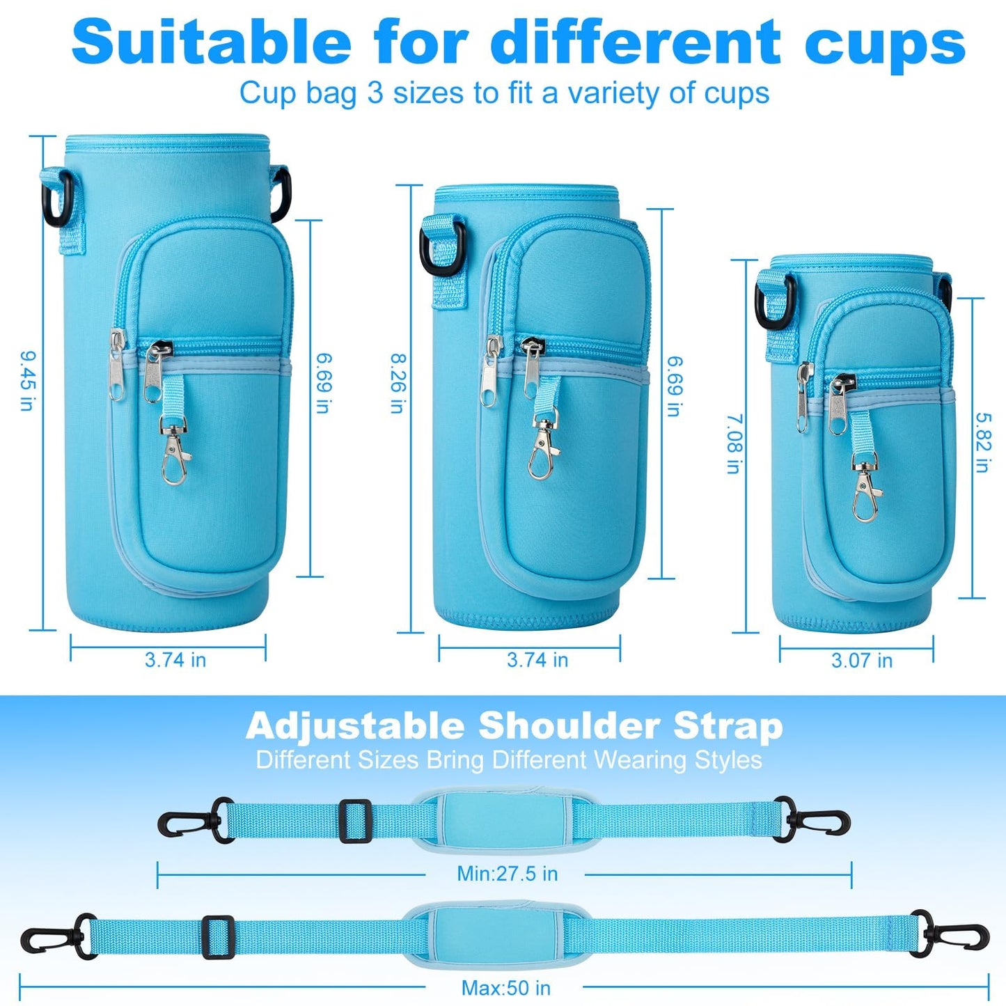 RRegeny Water Bottle Holder with Strap for Hydroflask 32oz 40oz Insulated Water Bottle, Carrier Sling Bag with Phone Pocket Water Bottle Sleeve for Men Women Hiking Camping Travelling