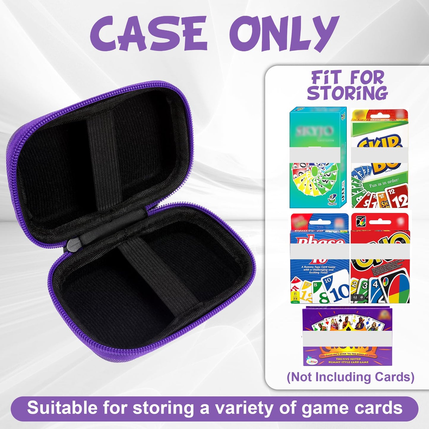 Meetikar Travel Card Games Case Compatible with Enterprises Five Crowns Card Games Set, Card Case for UNO Card Case, Playing Card Case, Game Card Holder (Not Including Cards) (Purple)