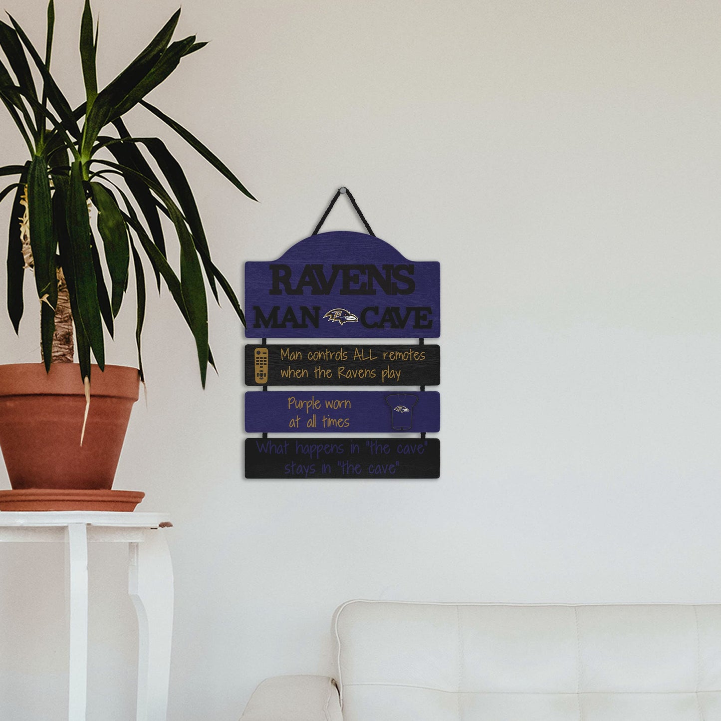 FOCO Baltimore Ravens NFL Mancave Team Logo Man Cave Hanging Wall Sign