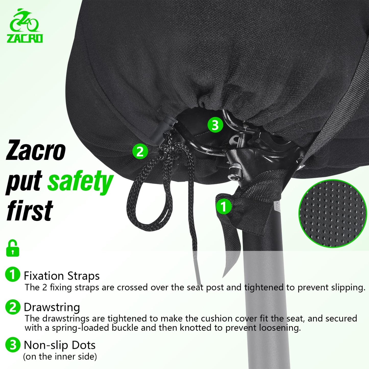 Zacro Bike Seat Cushion - Padded Gel Bike Seat Cover for Men & Womens Comfort, Compatible with Peloton, Stationary Exercise or Cruiser Bicycle Seats, 11 x 7 inches