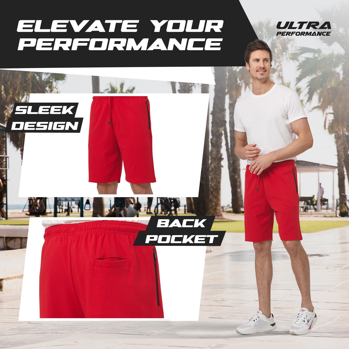 Ultra Performance 3 Pack Mens Shorts Casual Men's Athletic Short Workout Gym Shorts for Men with Zipper Pockets, Small - 5X