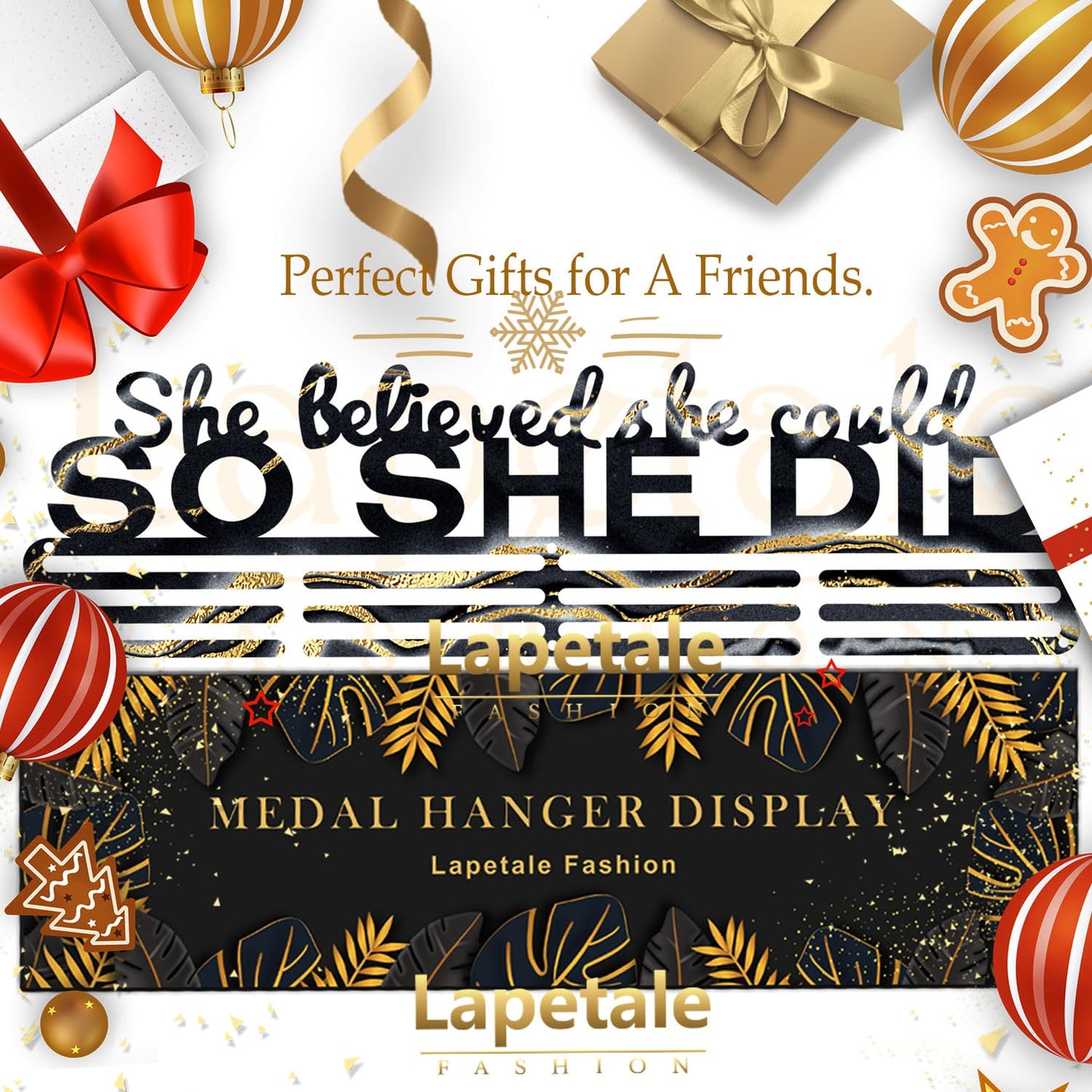 Lapetale Fashion Medal Hanger Holder Display Wall Rack Frame Shelf in 16" long-Medal Hanger Awards Ribbon Cheer,gymnastics,soccer,softball Holder Display Custom Rack for Sports Medals Easy to Install