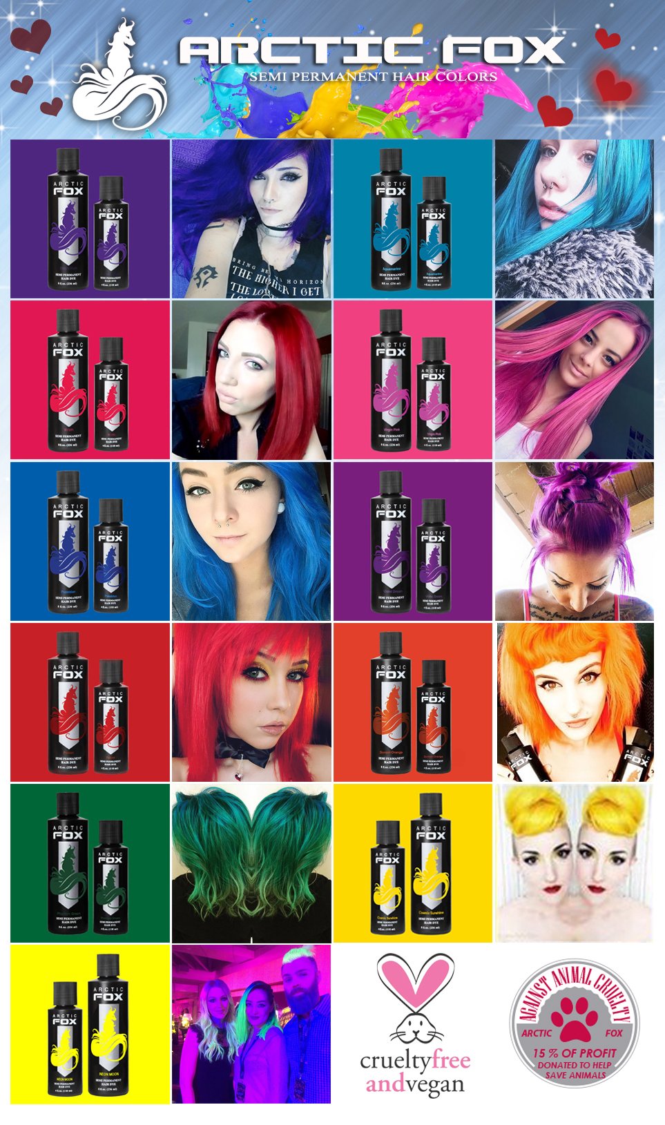ARCTIC FOX Vegan and Cruelty-Free Semi-Permanent Hair Color Dye (4 Fl Oz, POISON)