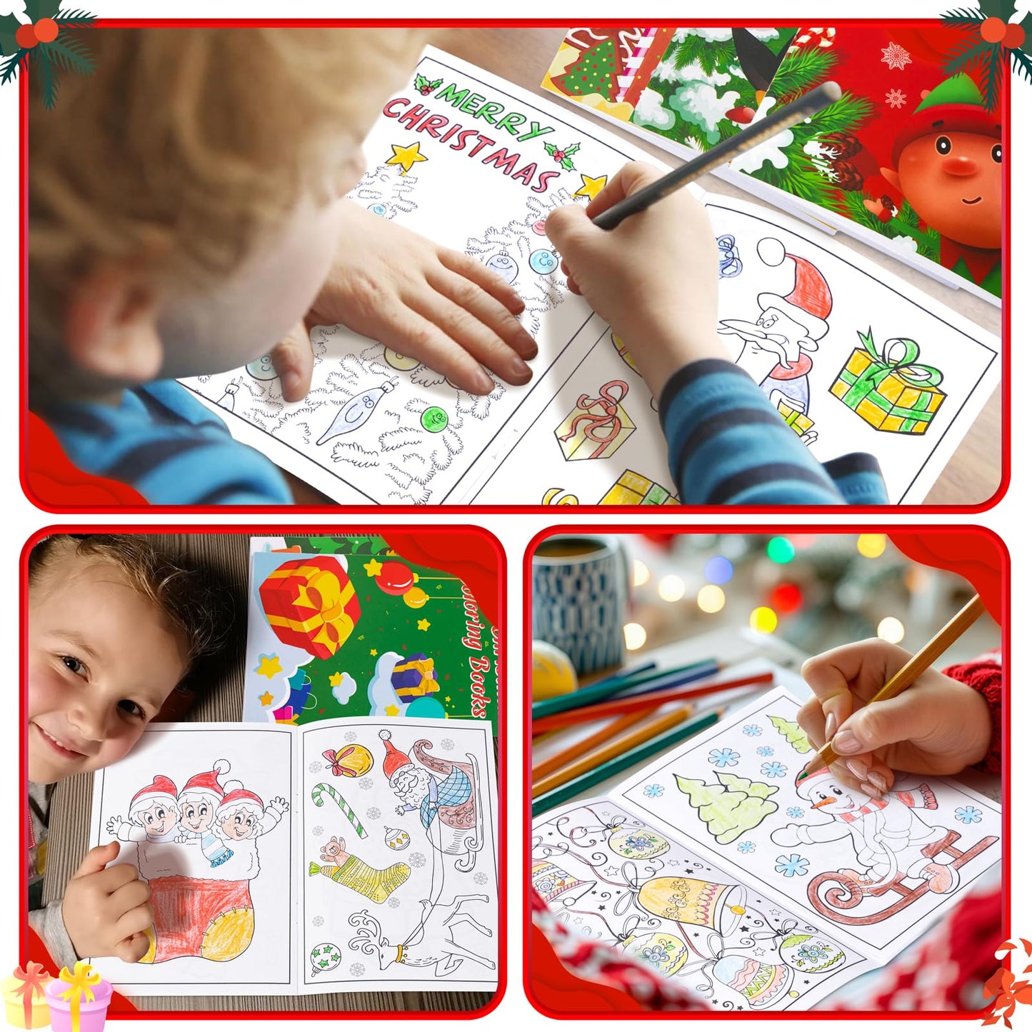 90shine 54Pcs Christmas Coloring Books for Kids Bulk: Xmas Stockings Goodie Bags Stuffers Winter Party Favors Gifts Holiday Class Activity Supplies
