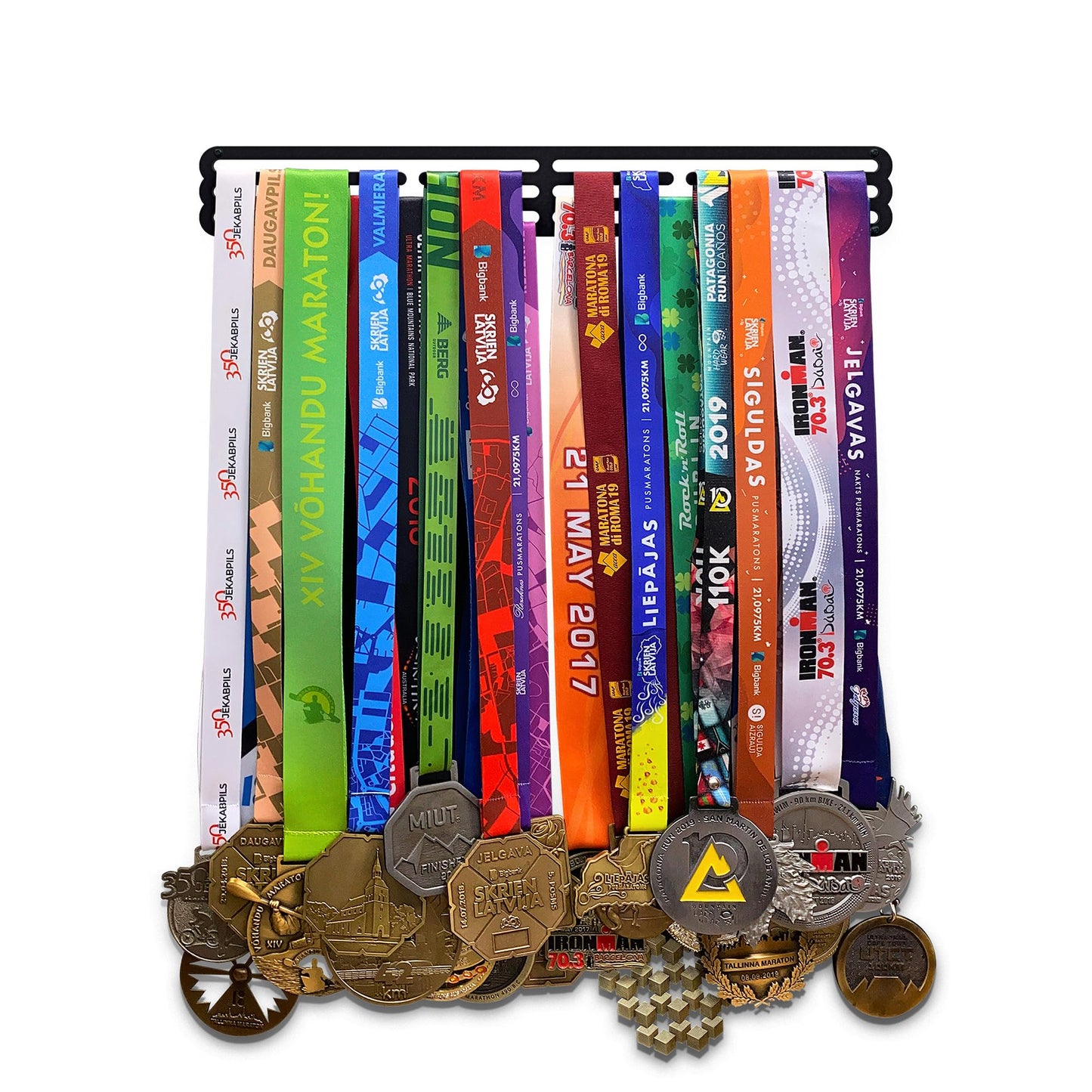 Sports Medal Hanger Display Race BLANK | Black Race Medal Holder Awards Wall Mount | Running Marathon Race Medal Display for Wall | Steel medal holder for wall holds up to 48 Medals