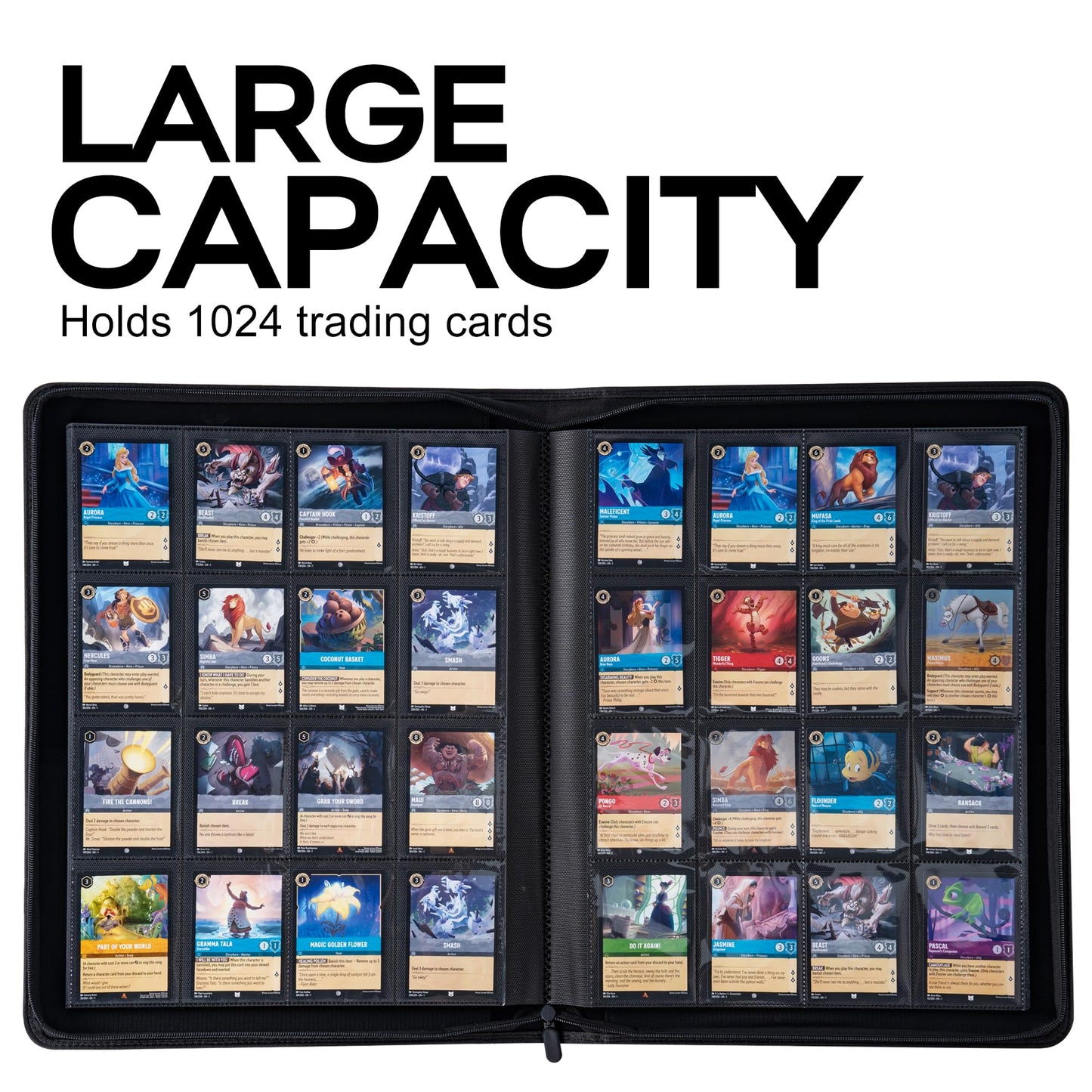 Binder for Lorcana Cards, Premium 16 Pocket Trading Card Album Compatible with 1024 Lorcana Cards, Tokens and Rules sheet - Classic Brown