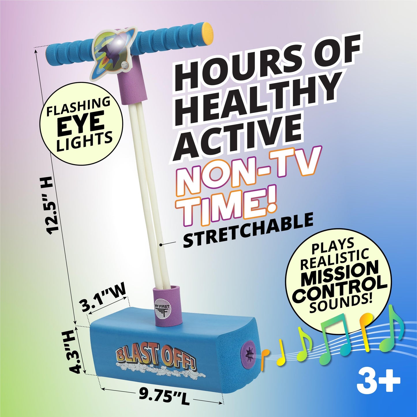 Flybar My First Foam Pogo Jumper for Kids Fun and Safe Pogo Stick for Toddlers, Durable Foam and Bungee Jumper for Ages 3 and up, Supports up to 250lbs, Rocket