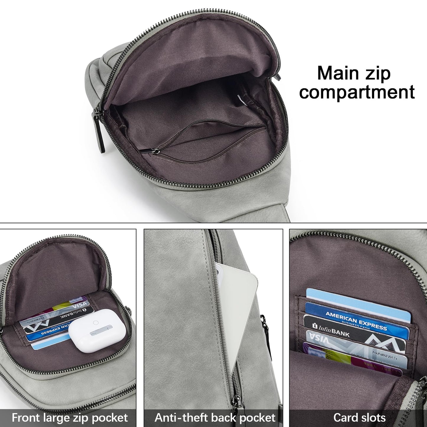 CLUCI Crossbody Bag for Women Cross Body Bag for Woman Sling Bag for Women Leather Trendy Large Sling Backpack Travel Crossbody Bag for Women Dark Gray