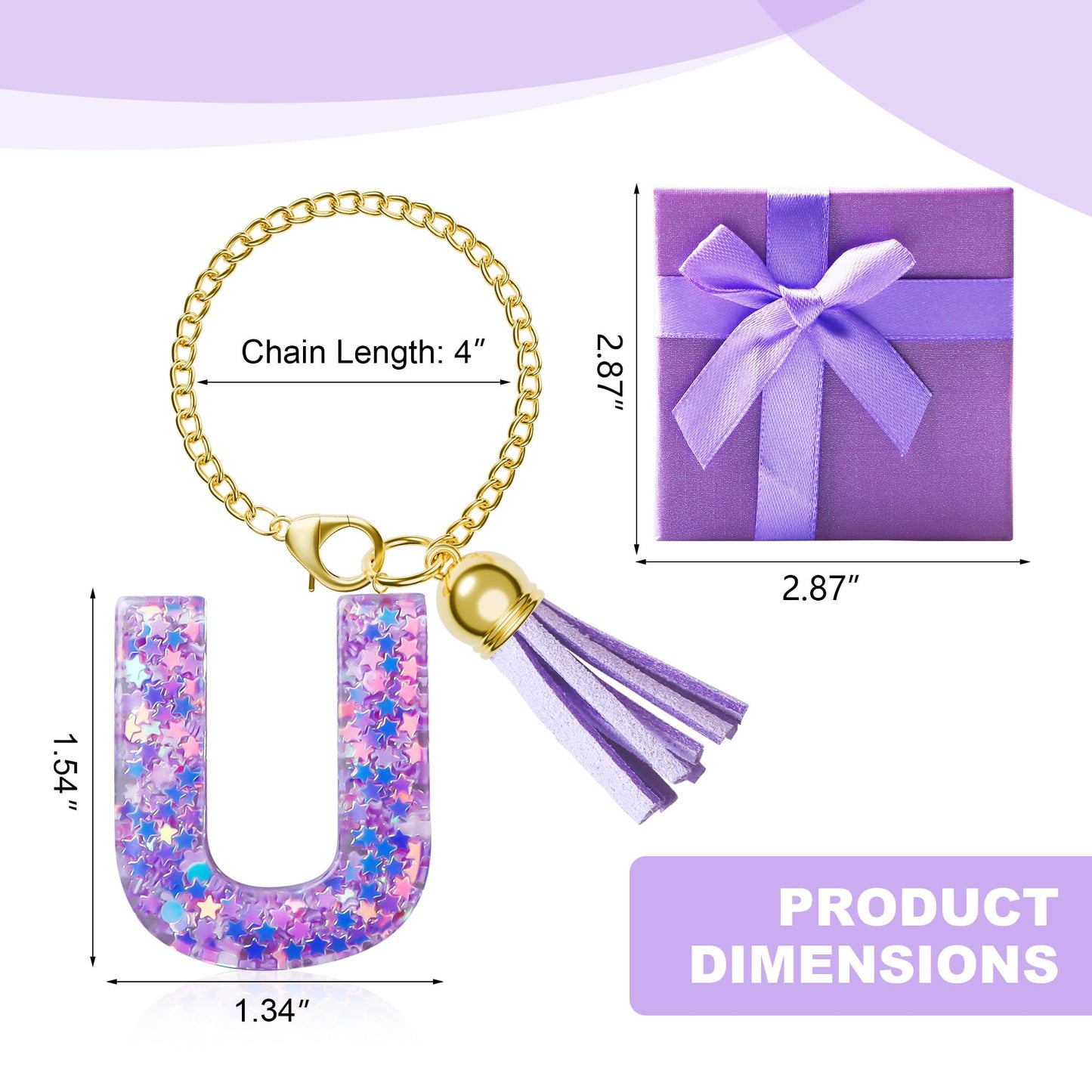 MOYOHIM Letter Charm for Stanley Cup, 1PCS Cute Tumbler Accessories Charm for Handle, Purple Personalized Initial Keychain Charm for Girls Women