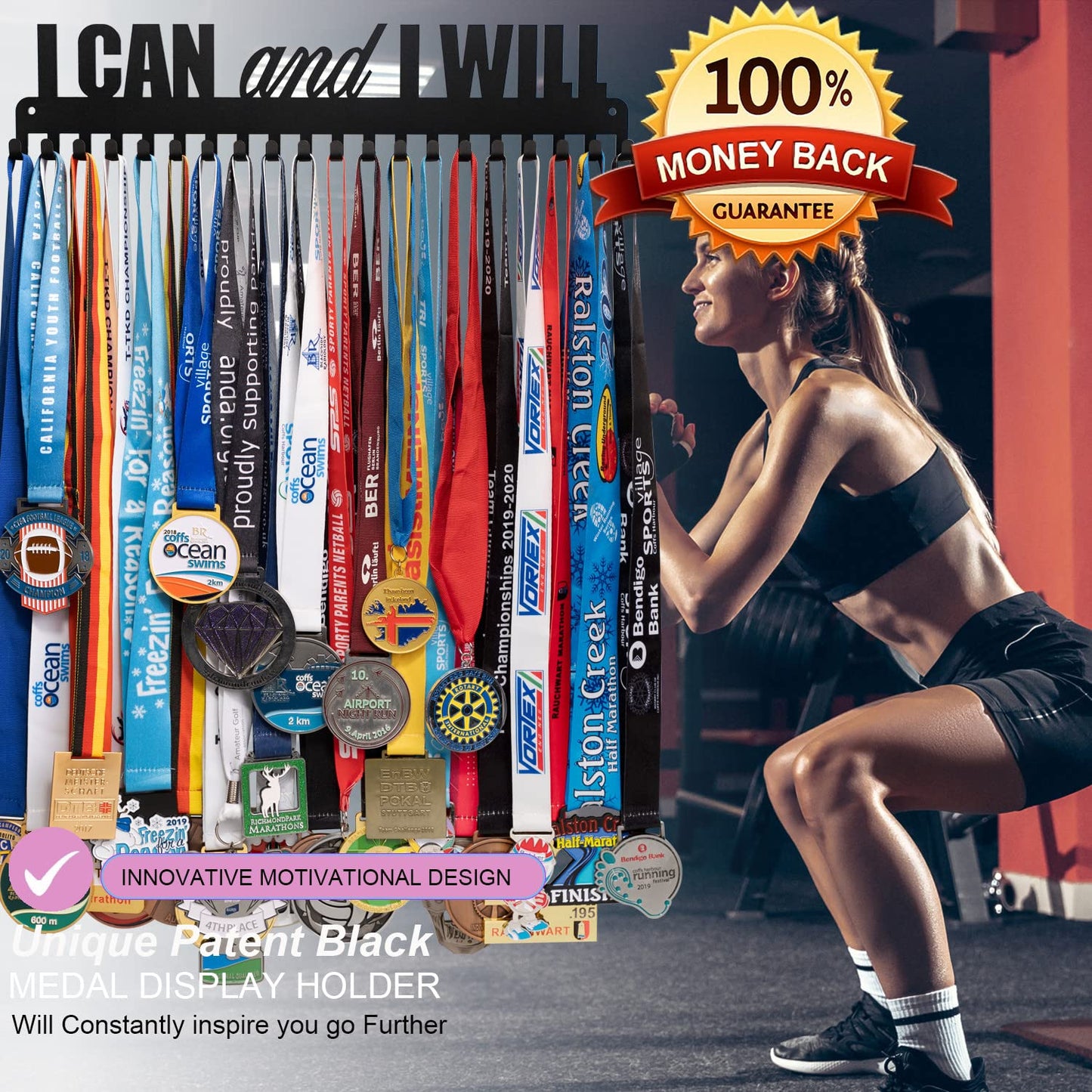 Lapetale Fashion Medal Rack for Runners,Medal Holder Display Hanger Rack Frame-Medal Holder for Runners,Marathon Medal Holder,Race Running Medal Holder,Medal Holders for Triathletes Easy Use