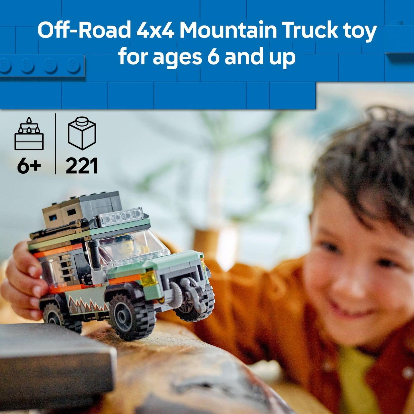 LEGO City Off-Road 4x4 Mountain Truck Toy - Building Toy Set for Kids, Boys and Girls, Ages 6+ - Fun Gift Idea for Birthdays and Holidays - with Adventurer Minifigure and Accessories - 60447
