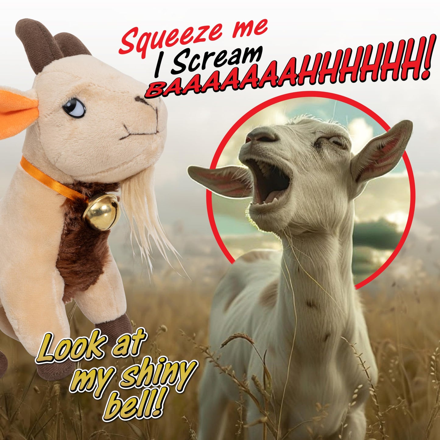 Screaming Goat Toy – 11” Plush Desk Toy Makes Hilarious Screaming Sound - Funny Gag Gift for Friends and Coworkers