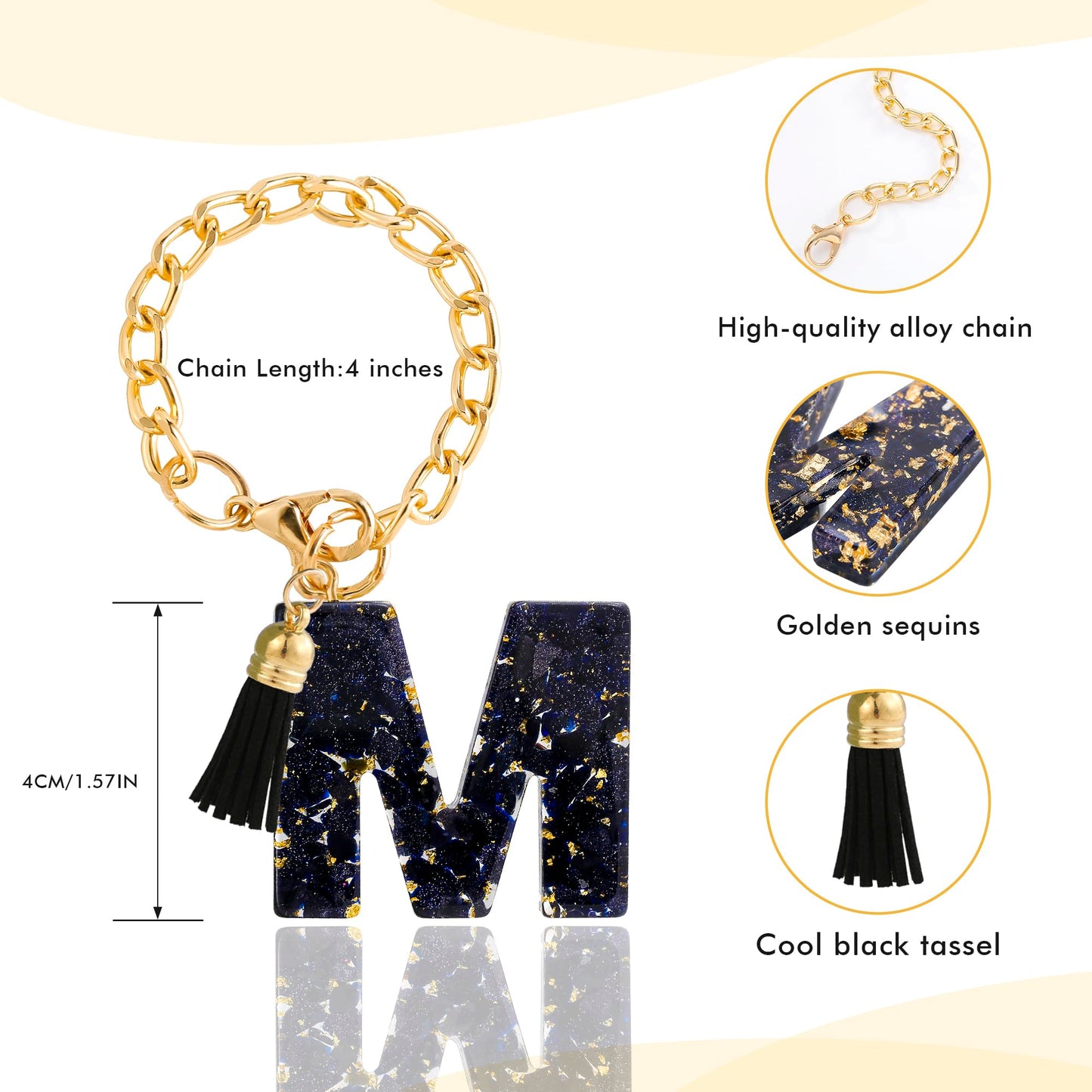 Letter Charm Accessories for Stanley Cup 1 PCS Cute Initial Keychain Handle Charm for Stanley Tumbler for Women Black Letter M