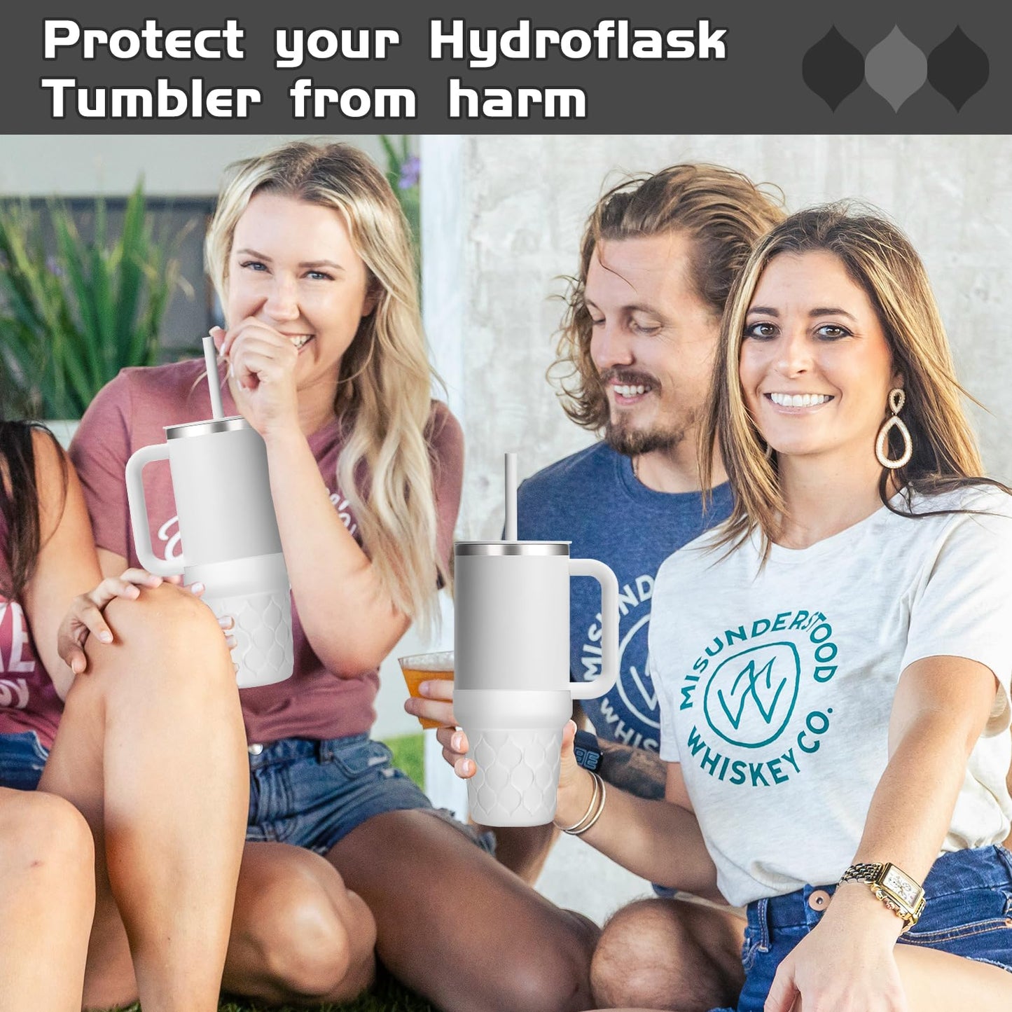 WUQID Texture Silicone Boot Compatible with Hydroflask All Around Travel Tumbler with Handle 32oz& 40oz Anti-Slip Protective Bottle Bottom Sleeve Cover