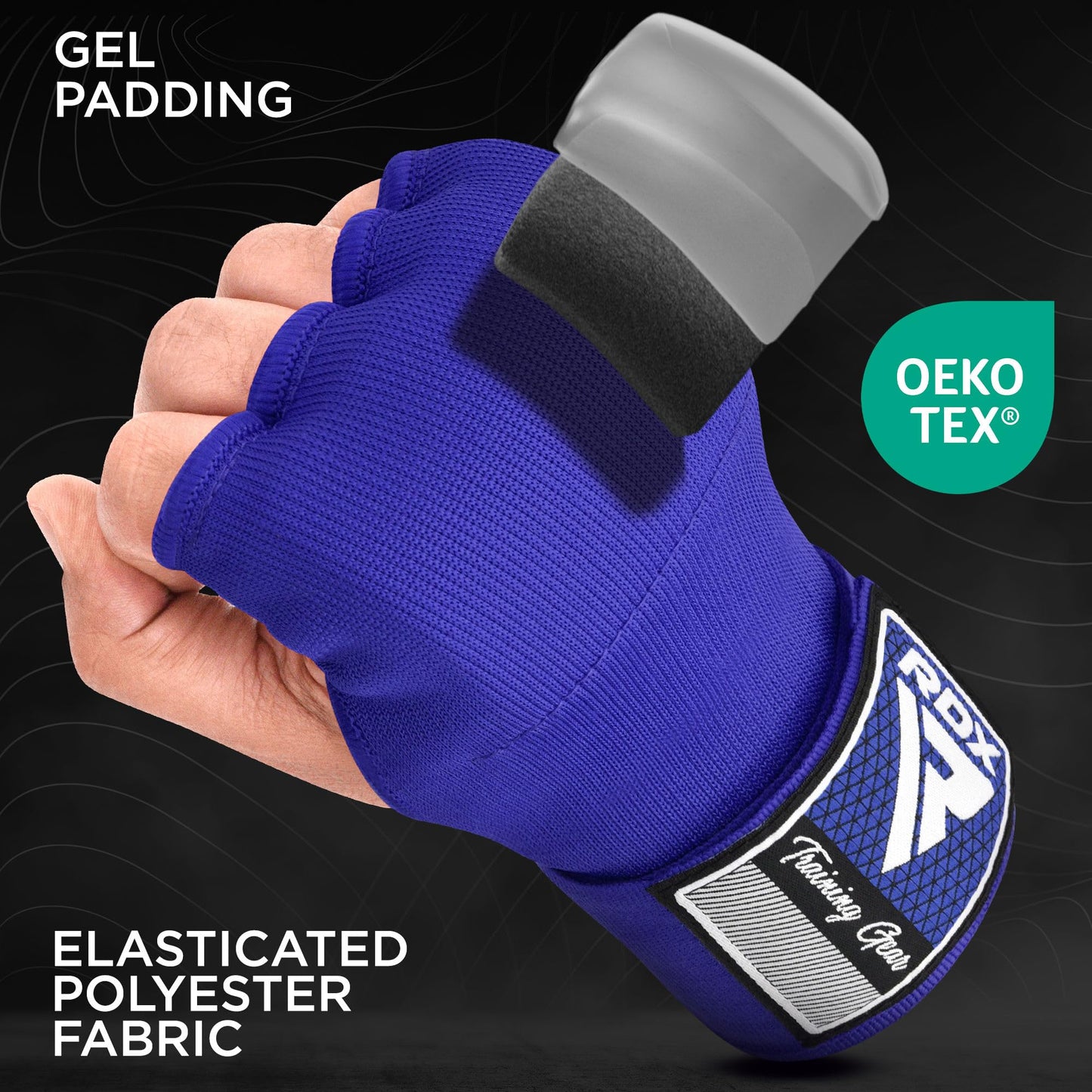 RDX Gel Boxing Hand Wraps Inner Gloves Men Women, Quick 75cm Long Wrist Straps, Elasticated Padded Fist Under Mitts Protection, Muay Thai MMA kickboxing Martial Arts Punching Training Bandages