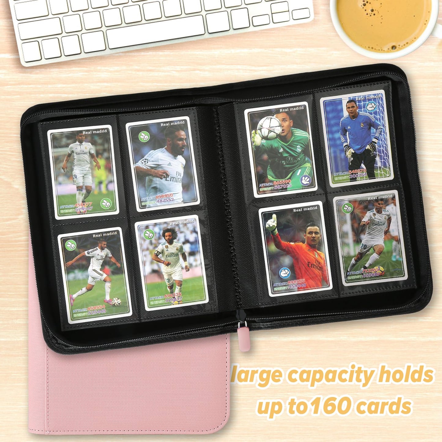 Trading Card Binder 4 Pocket, GERMUN PU Cover Card Binder for 160 Cards, Premium Trading Card Holder Folders, Double Sided Pocket Card Album for MTG, TCG (Pink)