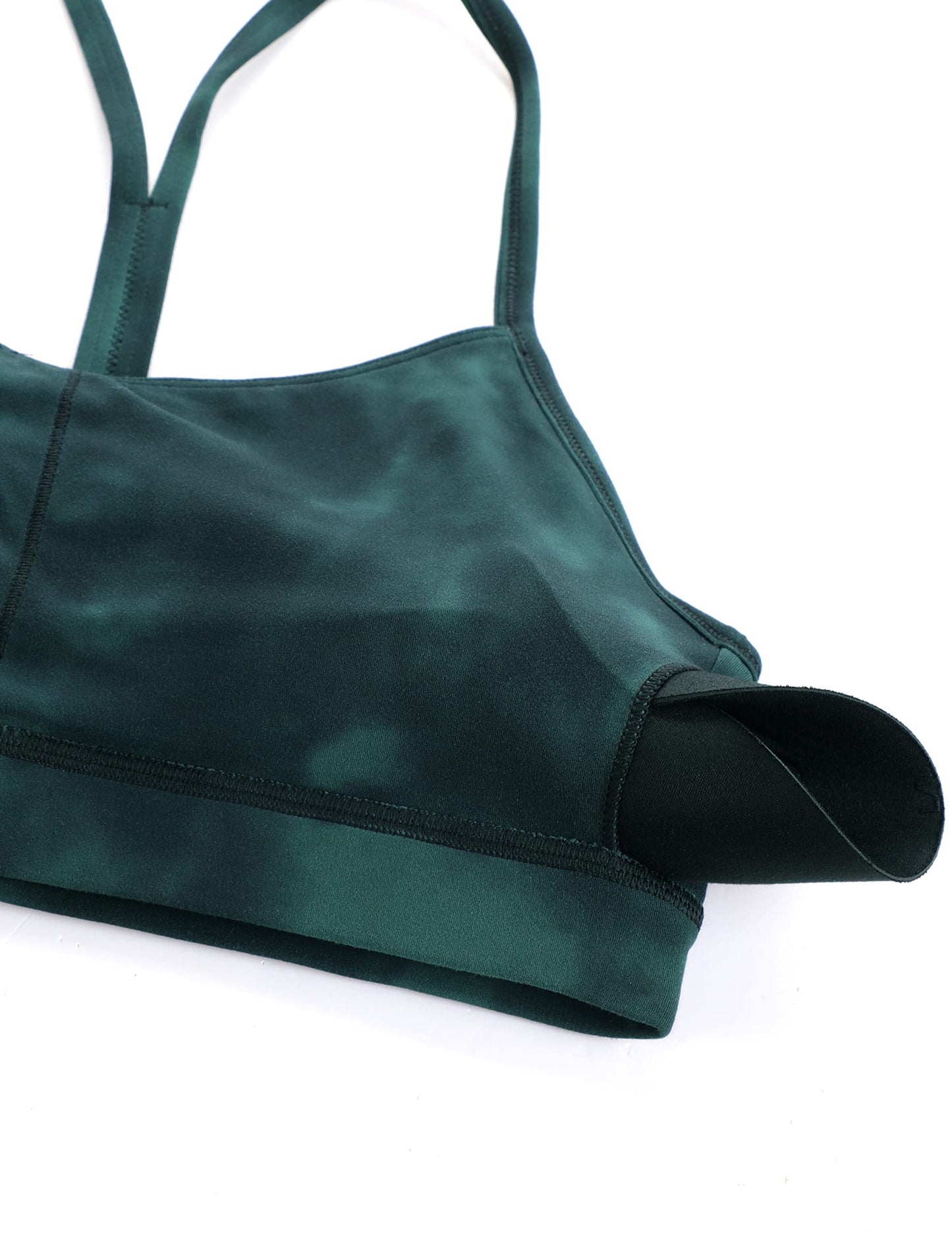 CRZ YOGA Butterluxe Womens Y Back Sports Bra - Padded Racerback Low impact Spaghetti Thin Strap Workout Yoga Bra Green Tie-Dye Flowers X-Small