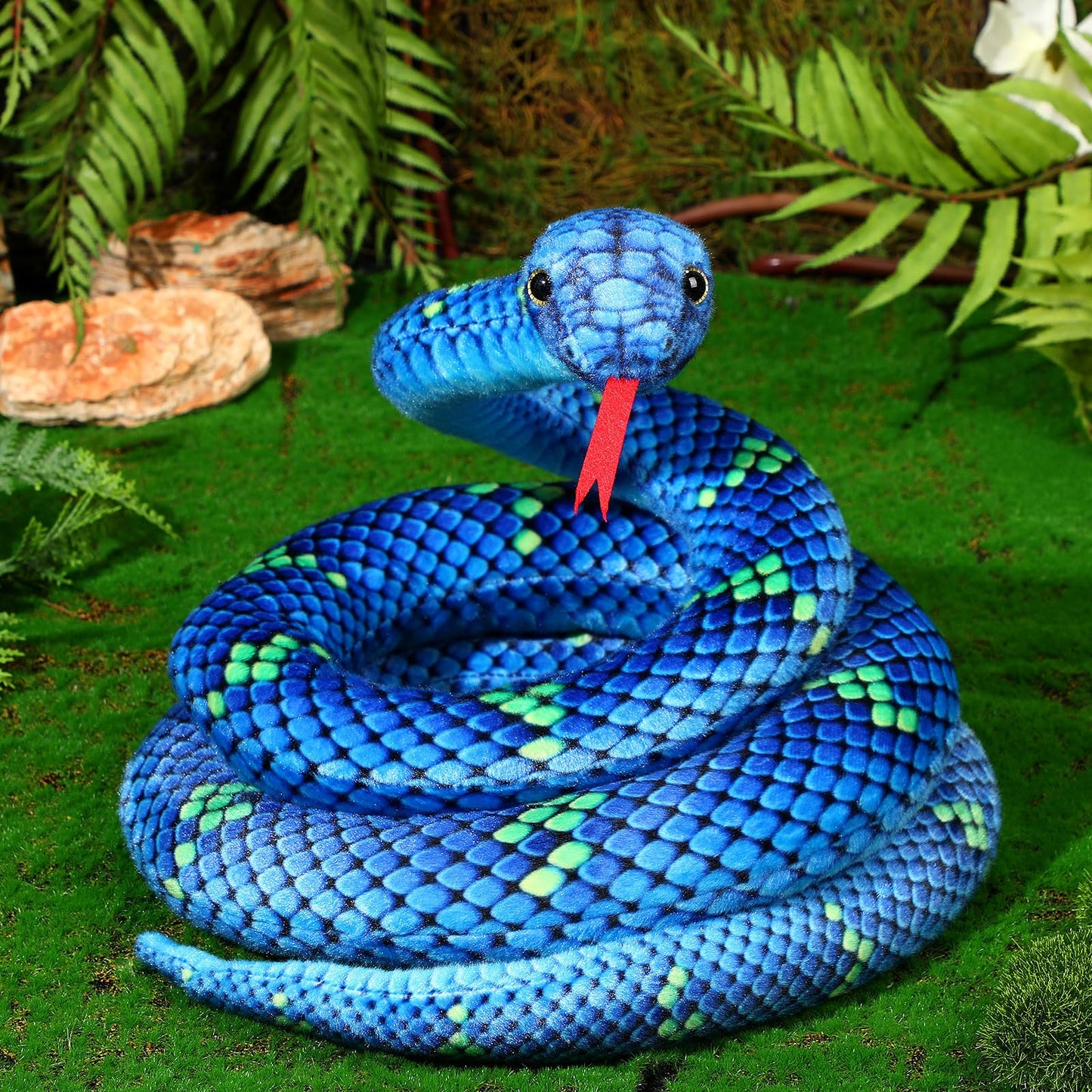 Hiboom Giant Snake Plush 71 Inch Large Stuffed Animal Realistic Stuffed Lifelike Snake Toy Gifts for Birthday Party Decoration Halloween Carnival Prank Props (Teal)