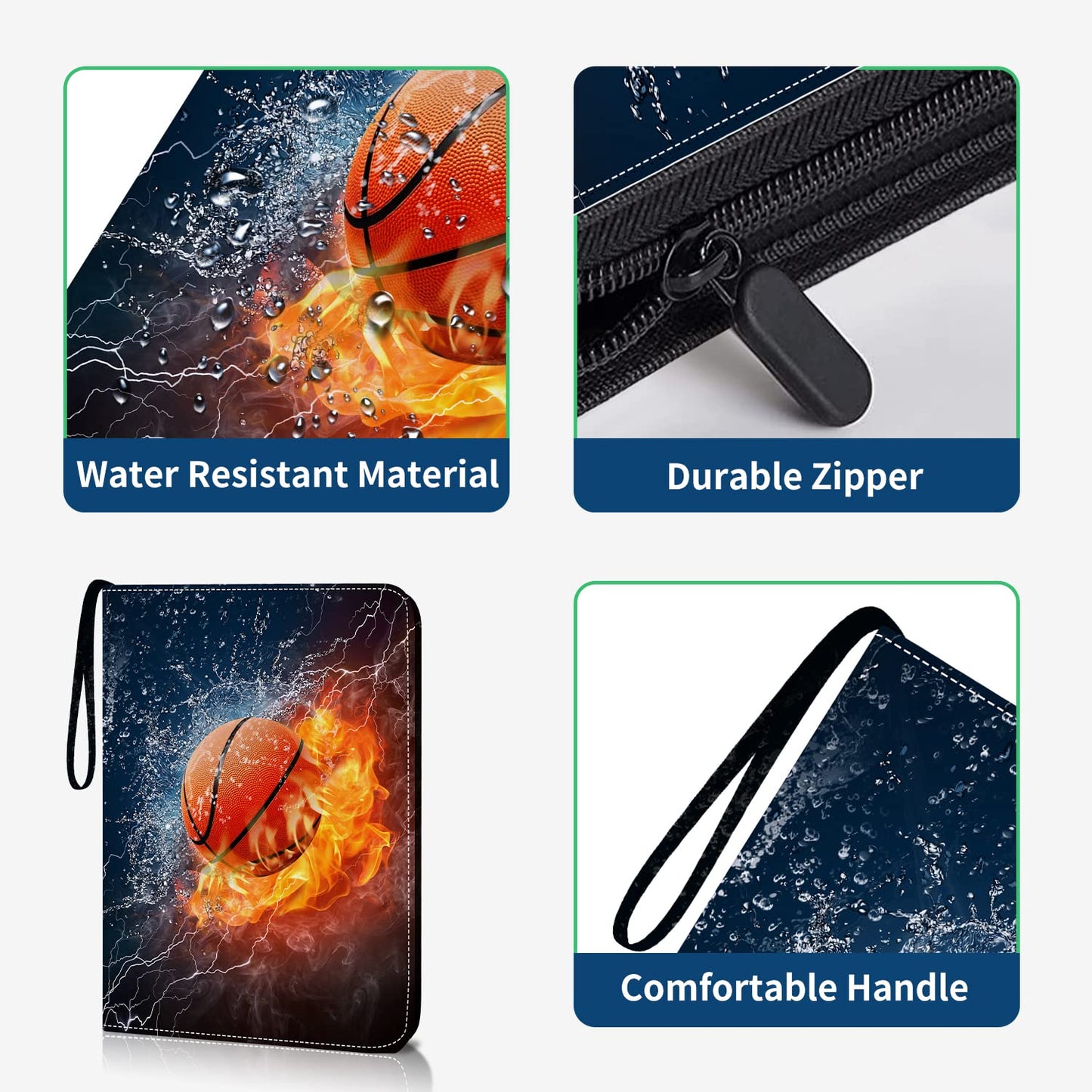 HESPLUS 900 Pockets Basketball Card Binder Sleeves, Trading Card Binder Collectible Trading Card Albums for Basketball Baseball Football Trading Sports Game Cards, Book Folder Organizer Card Holder