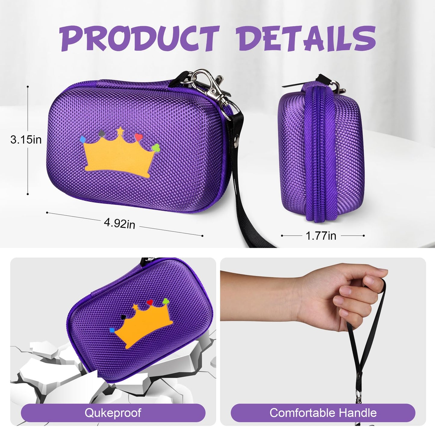 Meetikar Travel Card Games Case Compatible with Enterprises Five Crowns Card Games Set, Card Case for UNO Card Case, Playing Card Case, Game Card Holder (Not Including Cards) (Purple)