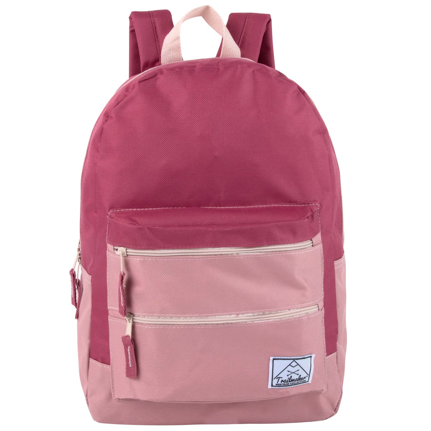Trail maker Multi Pocket Multicolor Backpack with Adjustable Padded Straps (Raspberry)