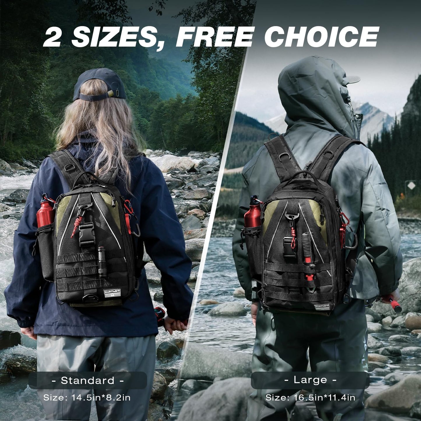 Ghosthorn Fishing Tackle Backpack Storage Bag - Outdoor Shoulder Backpack - Fishing Gear Bag Large Black