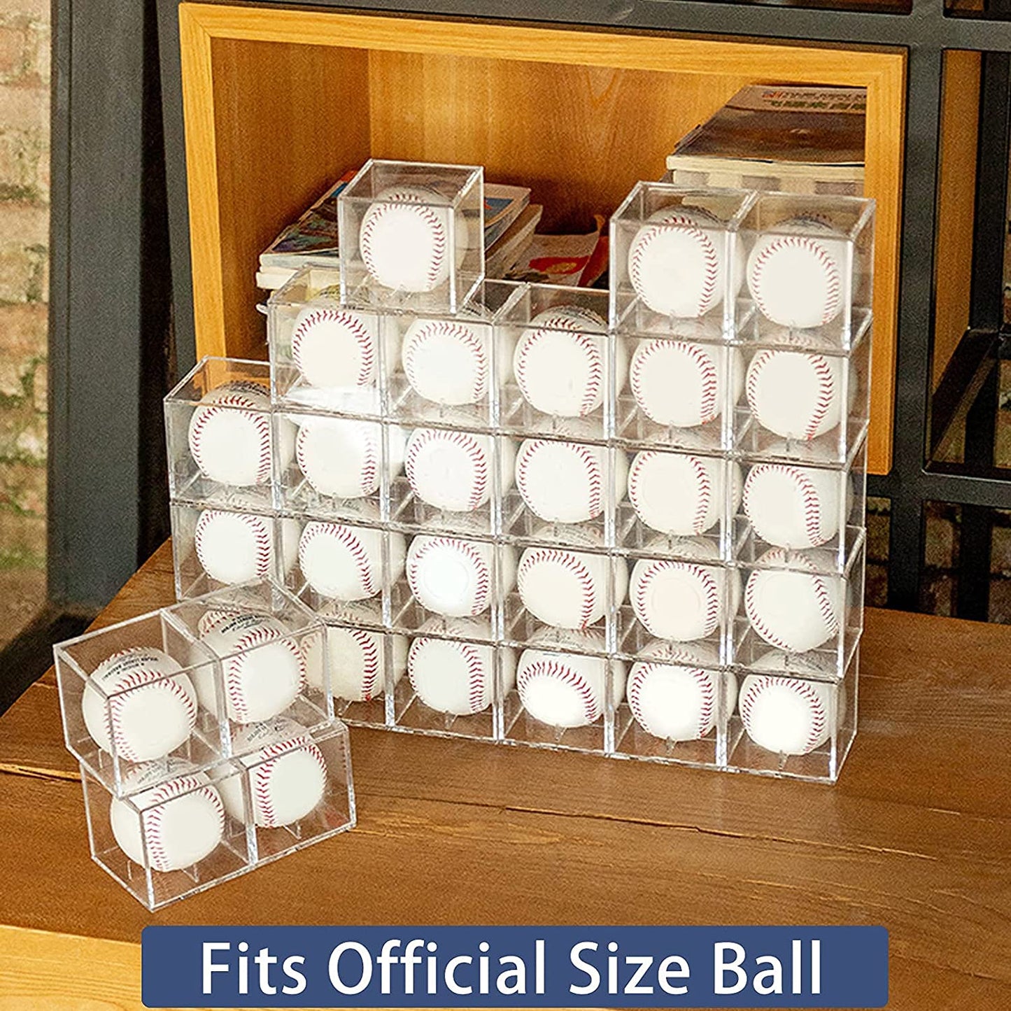 Baseball Display Case, UV Protected Acrylic Cube Baseball Holder Square Clear Box Memorabilia Display Storage Sports Official Baseball Autograph Display Case - Fits Official Size Ball(4 Pack
