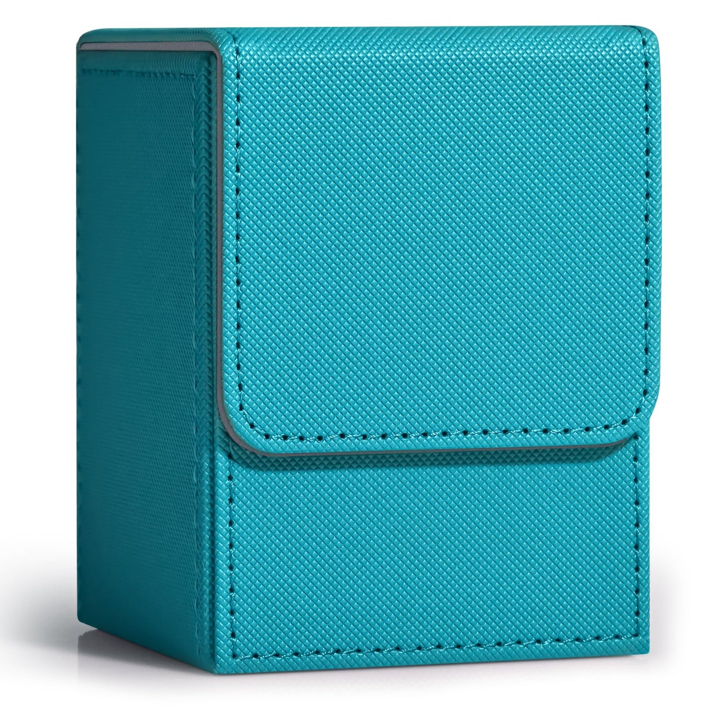 ZLCA Card Deck Box for Trading Cards, MTG YuGiOh Deck Case Holds 100+ Single Sleeved Cards, PU Leather Magnetic Card Storage Box Fits for TCG CCG Magic Game Cards (Turquoise)