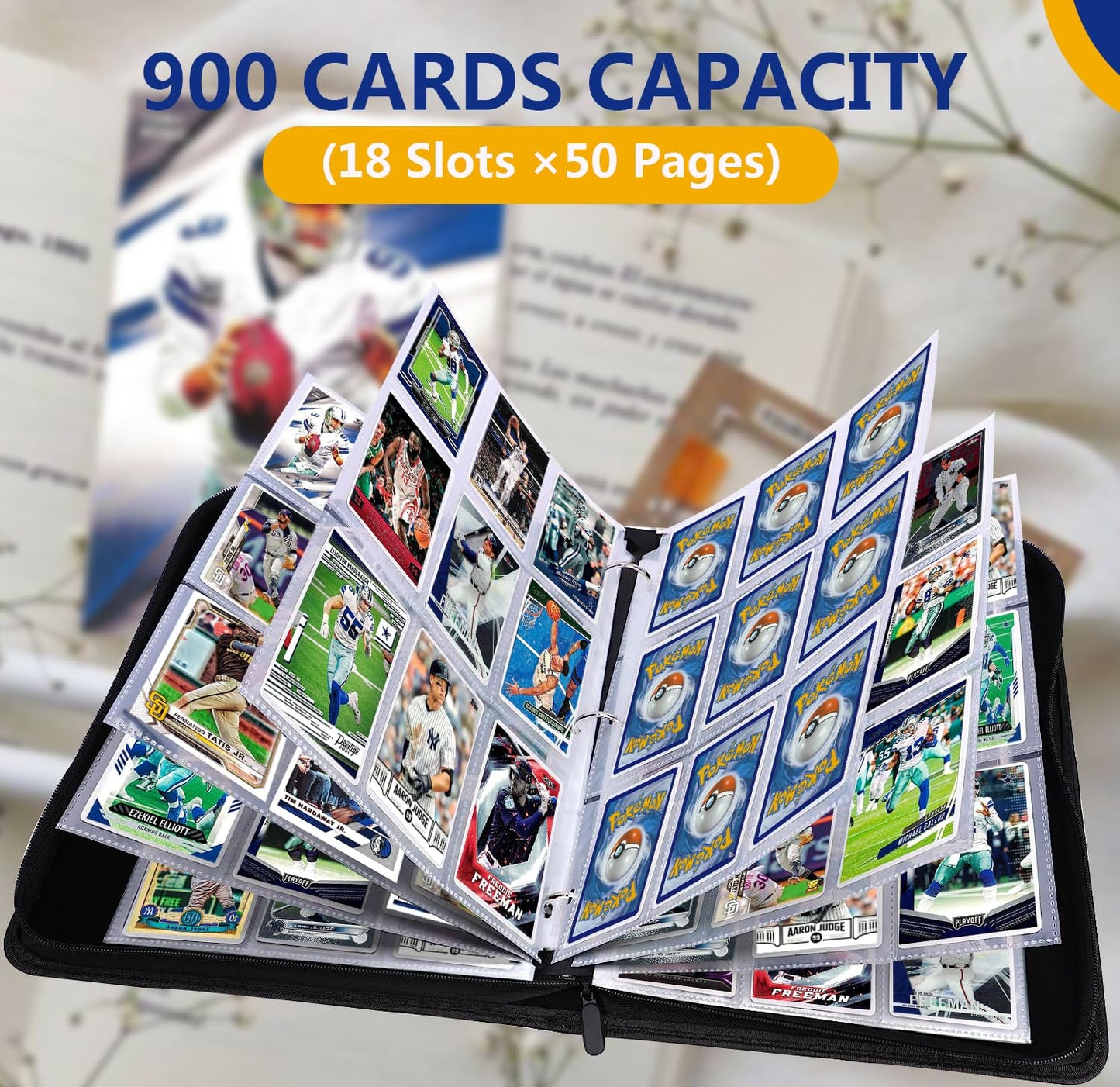 HESPLUS 900 Pockets Basketball Card Binder Sleeves, Trading Card Binder Collectible Trading Card Albums for Basketball Baseball Football Trading Sports Game Cards, Book Folder Organizer Card Holder