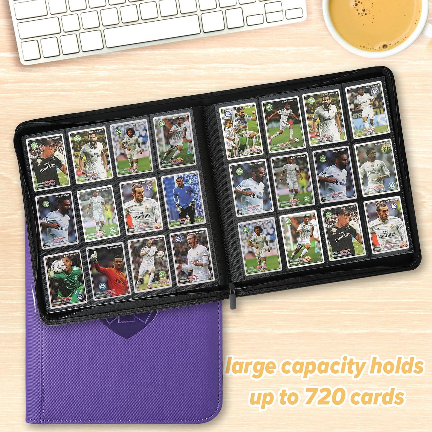 Trading Card Binder 12 Pocket, GERMUN PU Cover Card Binder for 720 Cards, Premium Trading Card Holder Folders, Double Sided Pocket Card Album for MTG, TCG (Purple)