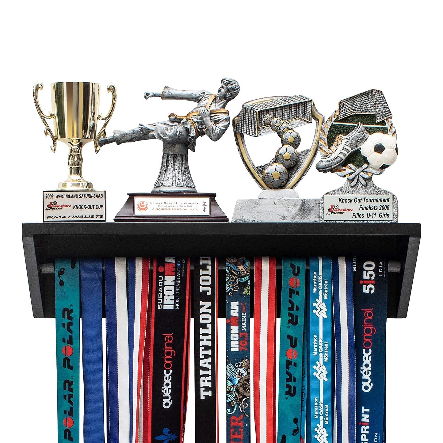 Paisa Home - Medal Hanger and Trophy Shelf, Medal Display, Medal and Trophy Display, Medal Holder. Medal Rack, Medal Display Hanger, Medal Rack with Shelf, Race Medal Display, Display for Medals