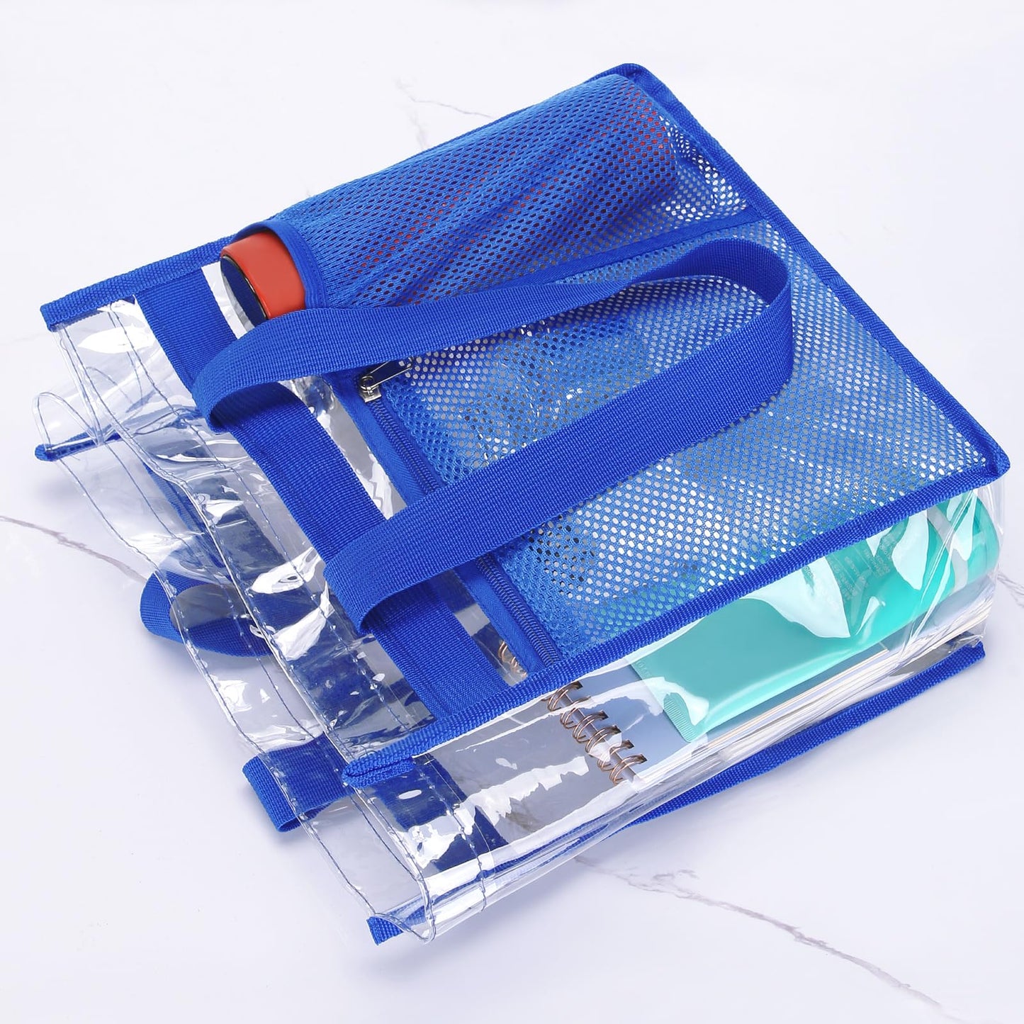 NATURAL STYLE 2-PACK Clear Bag Stadium Approved, Multifunction Clear Tote Bag for Travel Festival Work Sports Events Concerts Games (Blue)