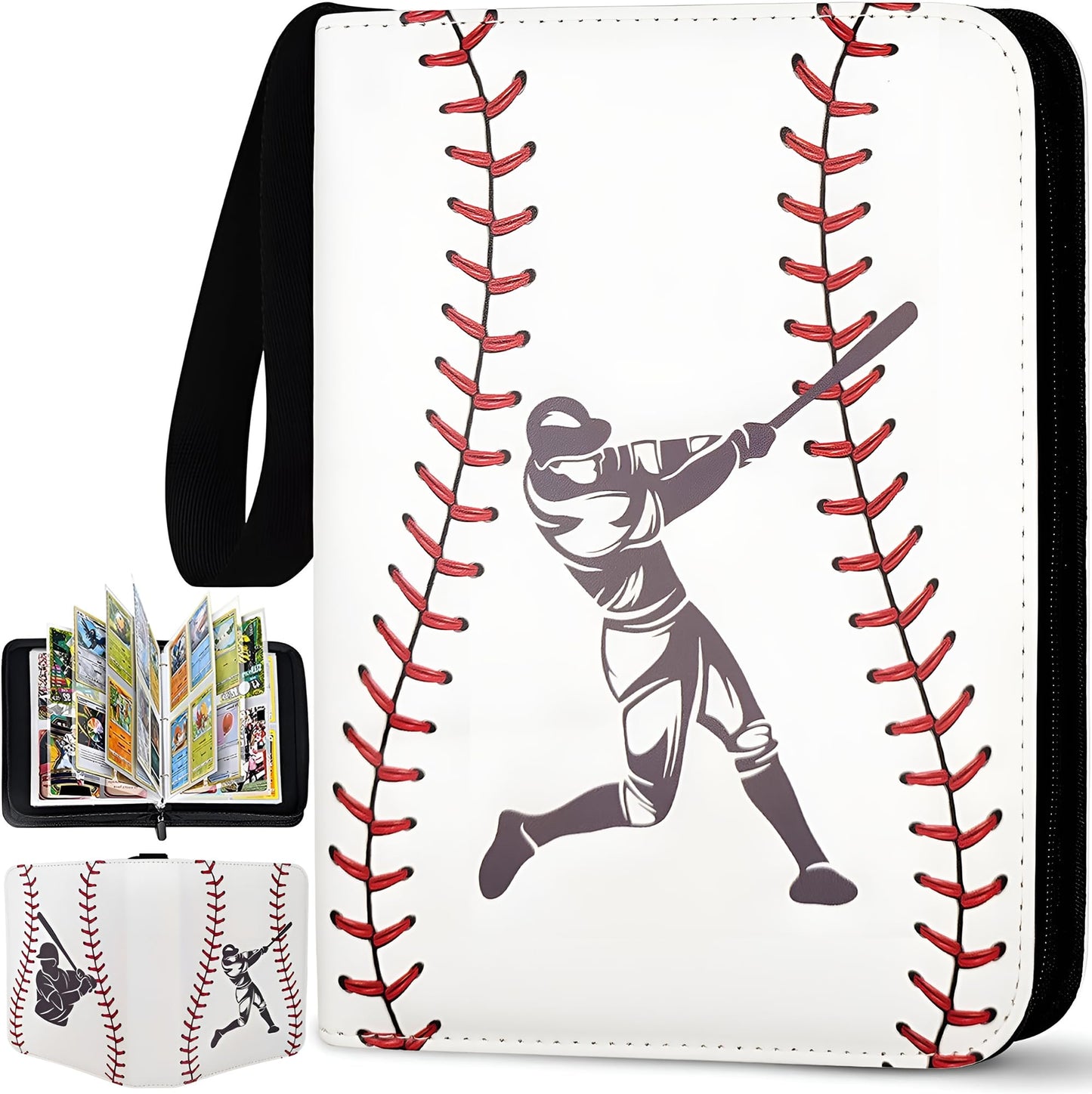 Baseball Card Binder 4 Pocket, 440 Sleeves Baseball Binder for Trading Cards Collection, Baseball Card Organizer, 3 Ring Storage Book, Small Trading Card Album Mini Case, Collector Sports Cards Holder