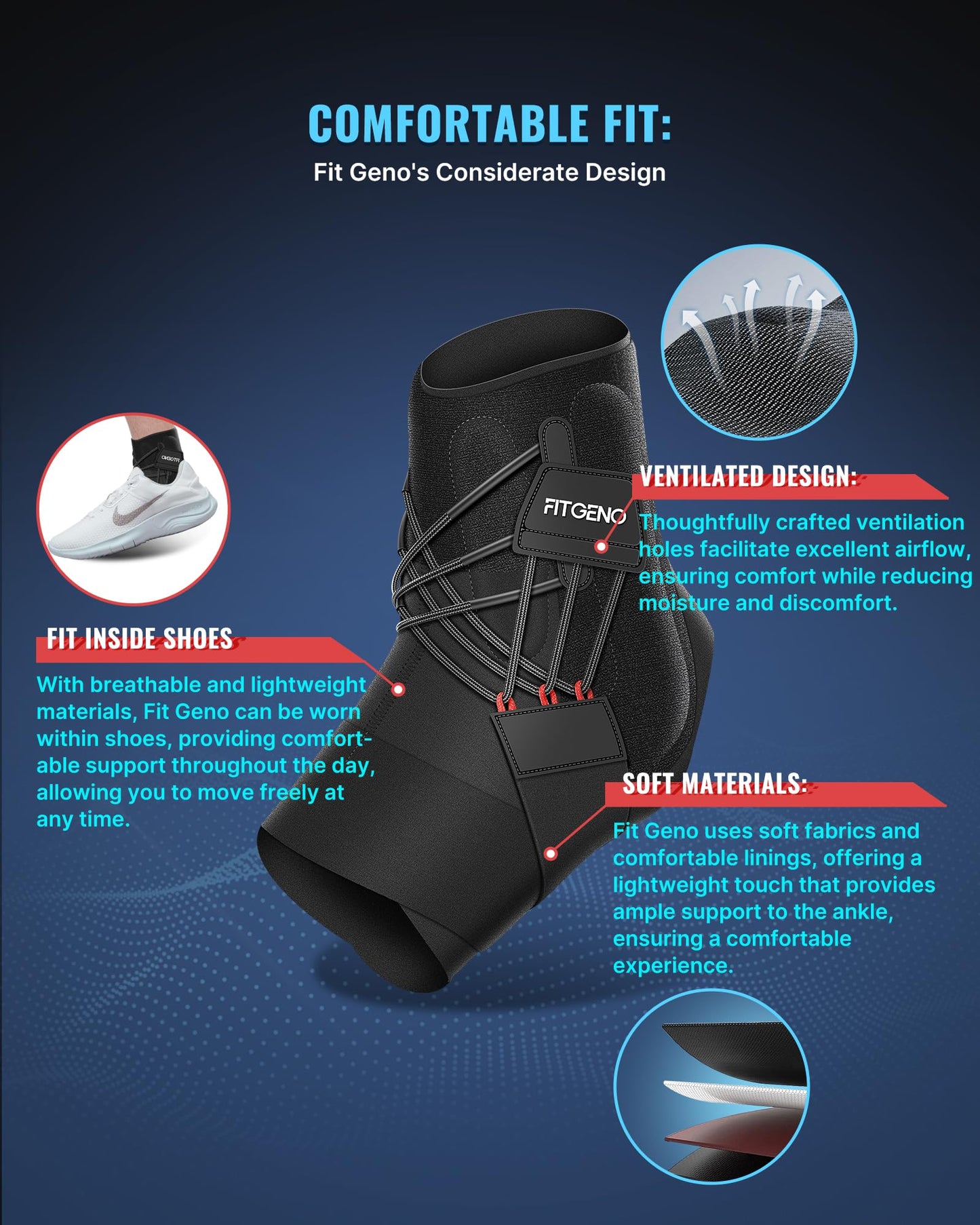 Fit Geno Ankle Brace for Sprained Ankle: Quick Release Ankle Support for Men Women Adjustable Breathable Foot Brace Ankle Stabilizer for Sport Basketball Volleyball Plantar Fasciitis (XL/XXL Right)