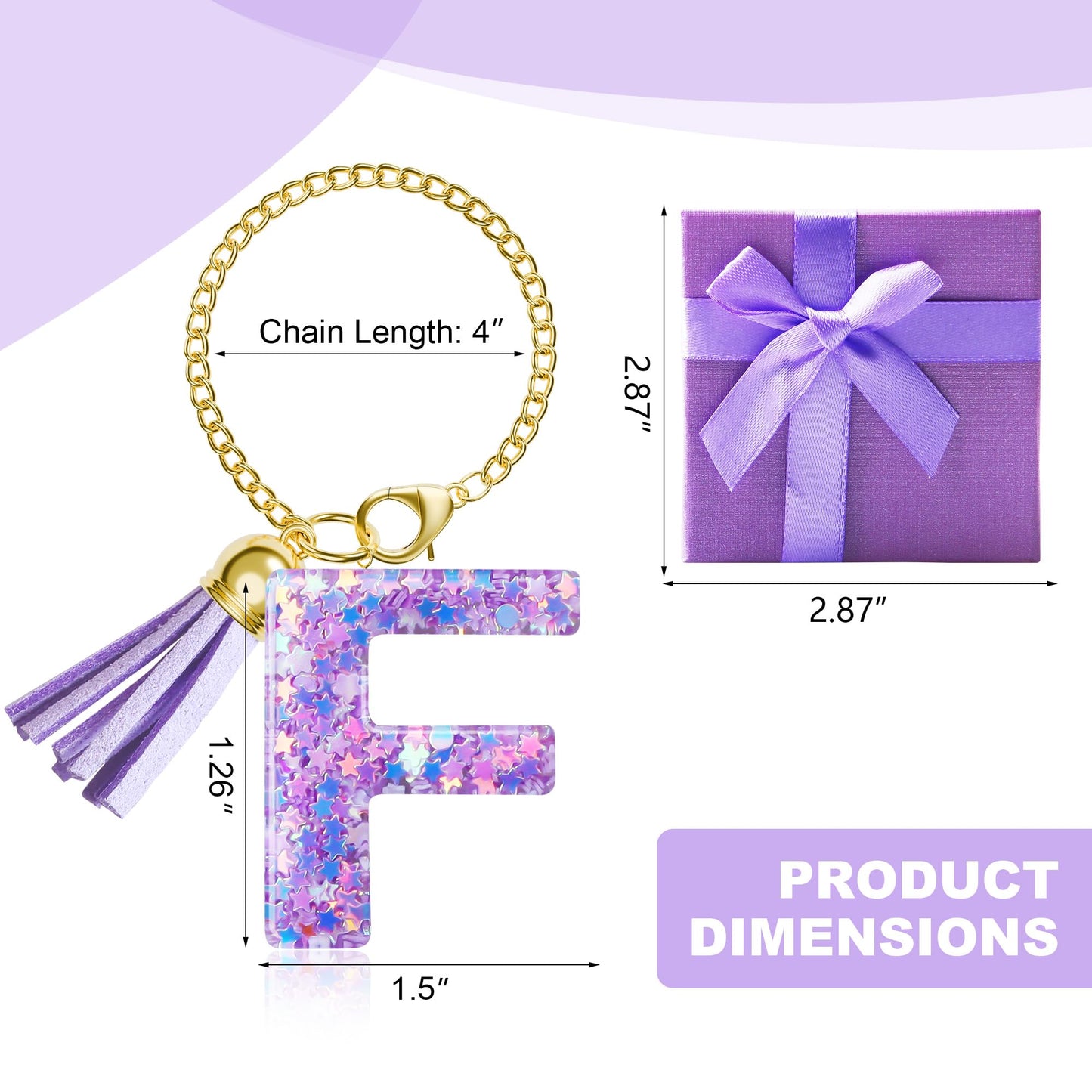 MOYOHIM Letter Charm for Stanley Cup, 1PCS Cute Tumbler Accessories Charm for Handle, Purple Personalized Initial Keychain Charm for Girls Women