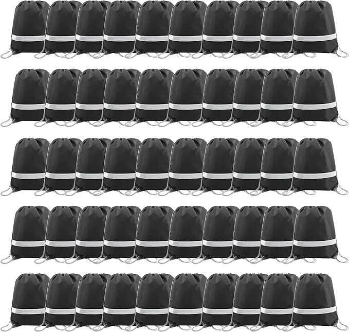 BeeGreen Drawstring Backpack Bags 20,30,50 Packs Reflective String Bags for Gym Sport Trip Cinch Sack DIY for Women Men
