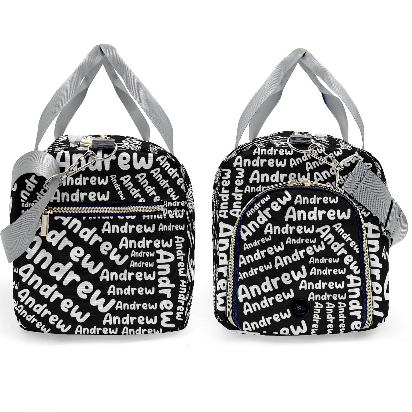Customized Travel Duffel Bag with Name Weekender Overnight Bags Black Personalized Sports Gym Bag Waterproof Luggage Bag for Women