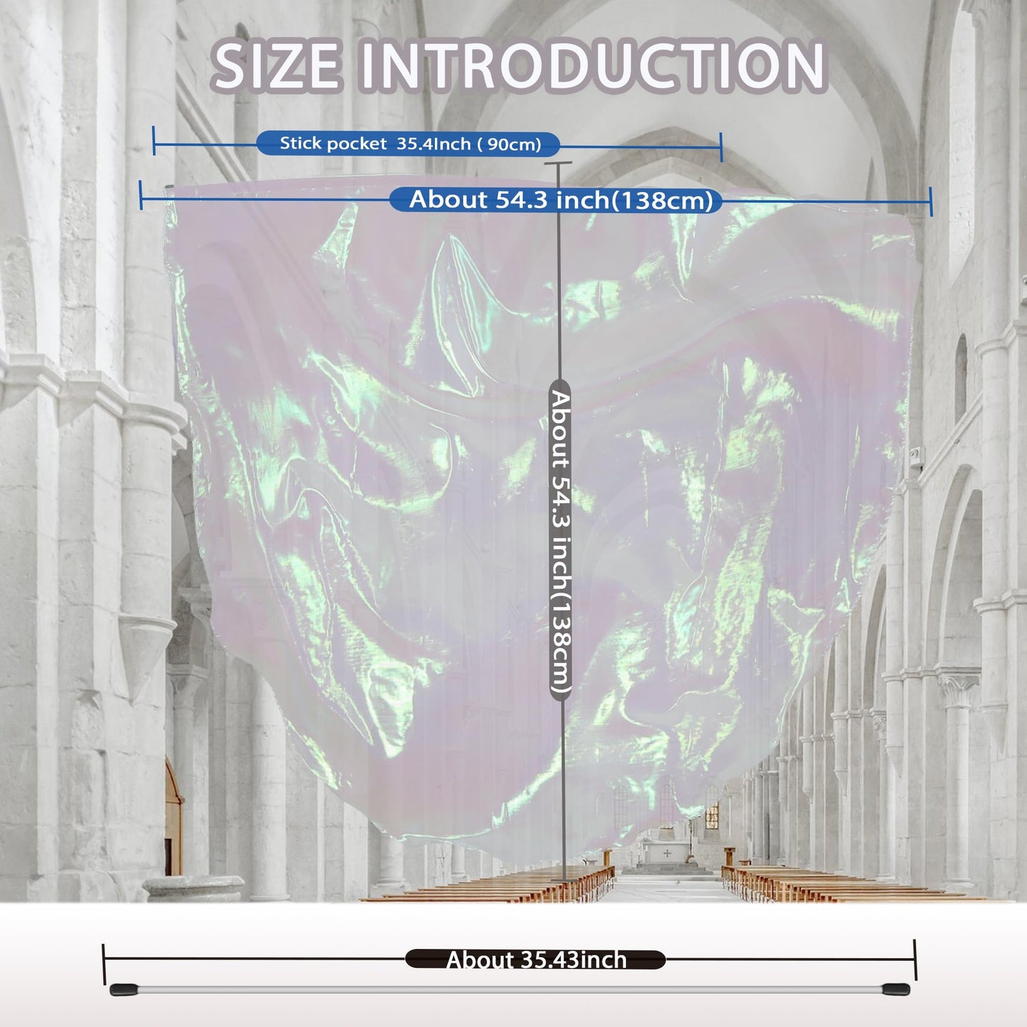 Baisdan 54"x54" Worship Flags with Carrying Bag, Praise Dance Flags for Worship, Beginner Church Dance Flags with Flexible Rods, 2 Pack, White