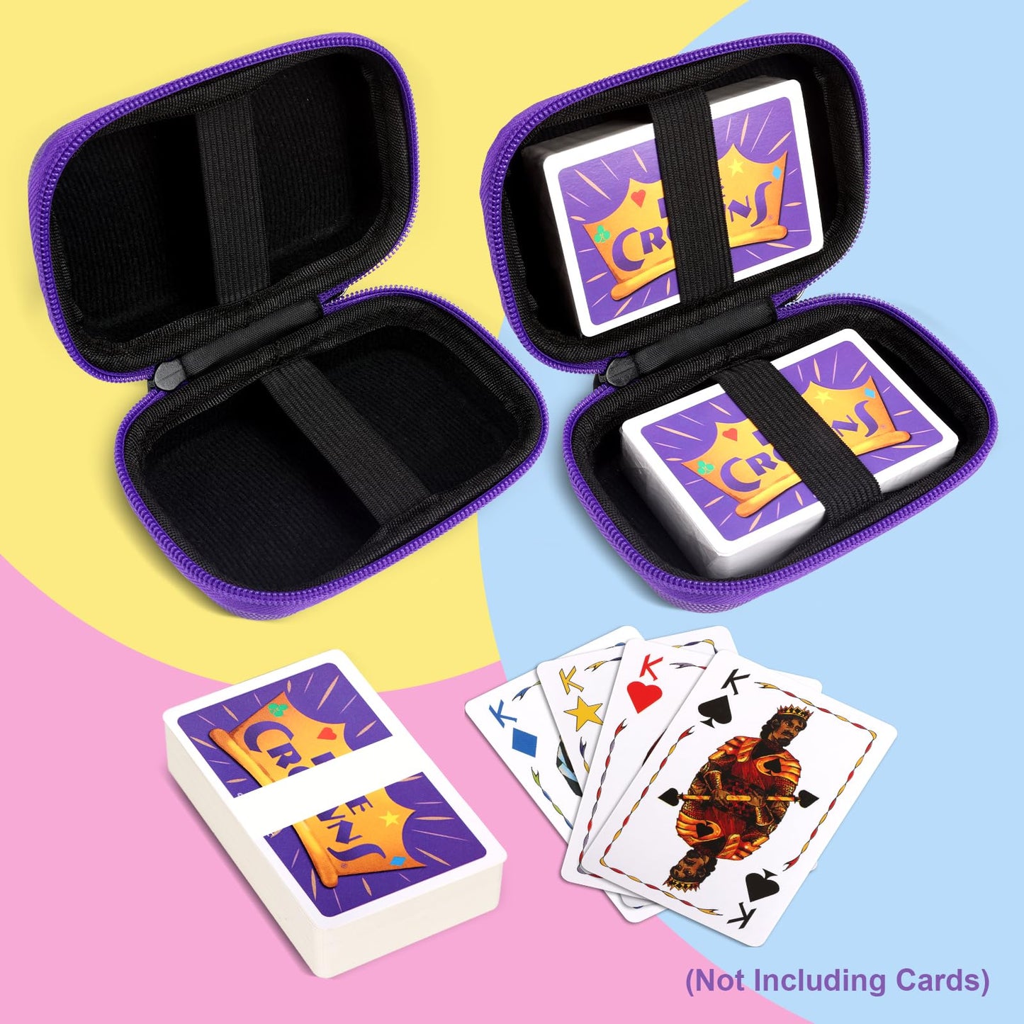 Meetikar Travel Card Games Case Compatible with Enterprises Five Crowns Card Games Set, Card Case for UNO Card Case, Playing Card Case, Game Card Holder (Not Including Cards) (Purple)