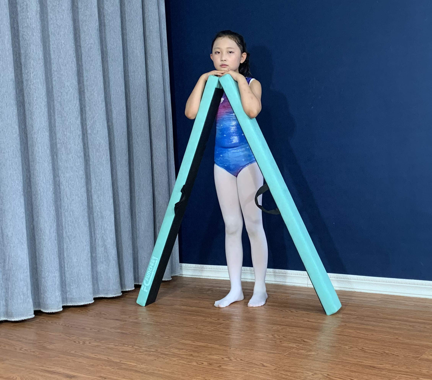 FC FUNCHEER 8FT Folding Balance Beam -Gymnastics Floor Beam - Gymnastics Equipment- Anti-Slip Bottom - Suede Cover - Carry Bag for Kids/Adults Home & Gym Center