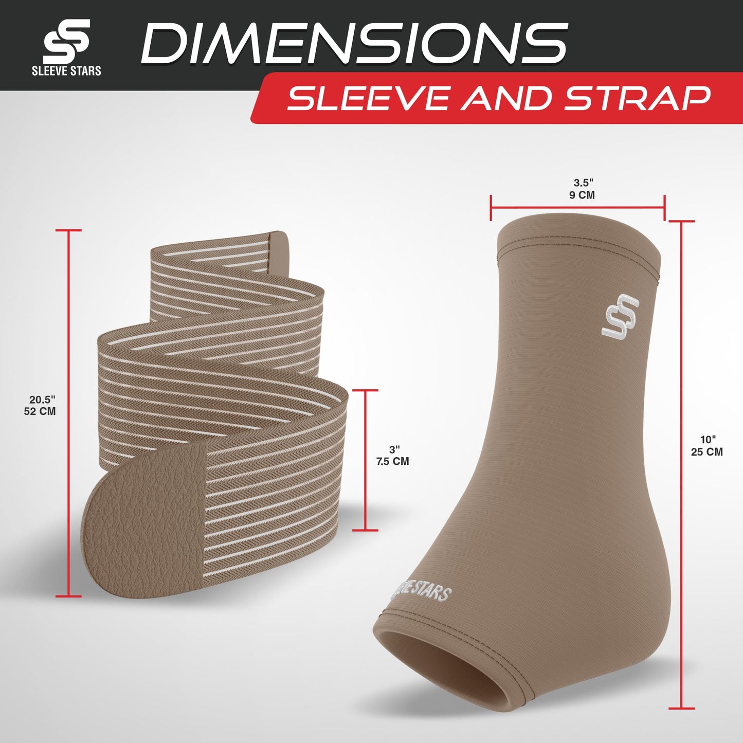 Sleeve Stars Ankle Brace for Sprained Ankle, Plantar Fasciitis Relief Achilles Tendonitis Brace, Ankle Support for Women & Men with Strap, Heel Protector Wrap for Pain & Compression (Single/Beige)