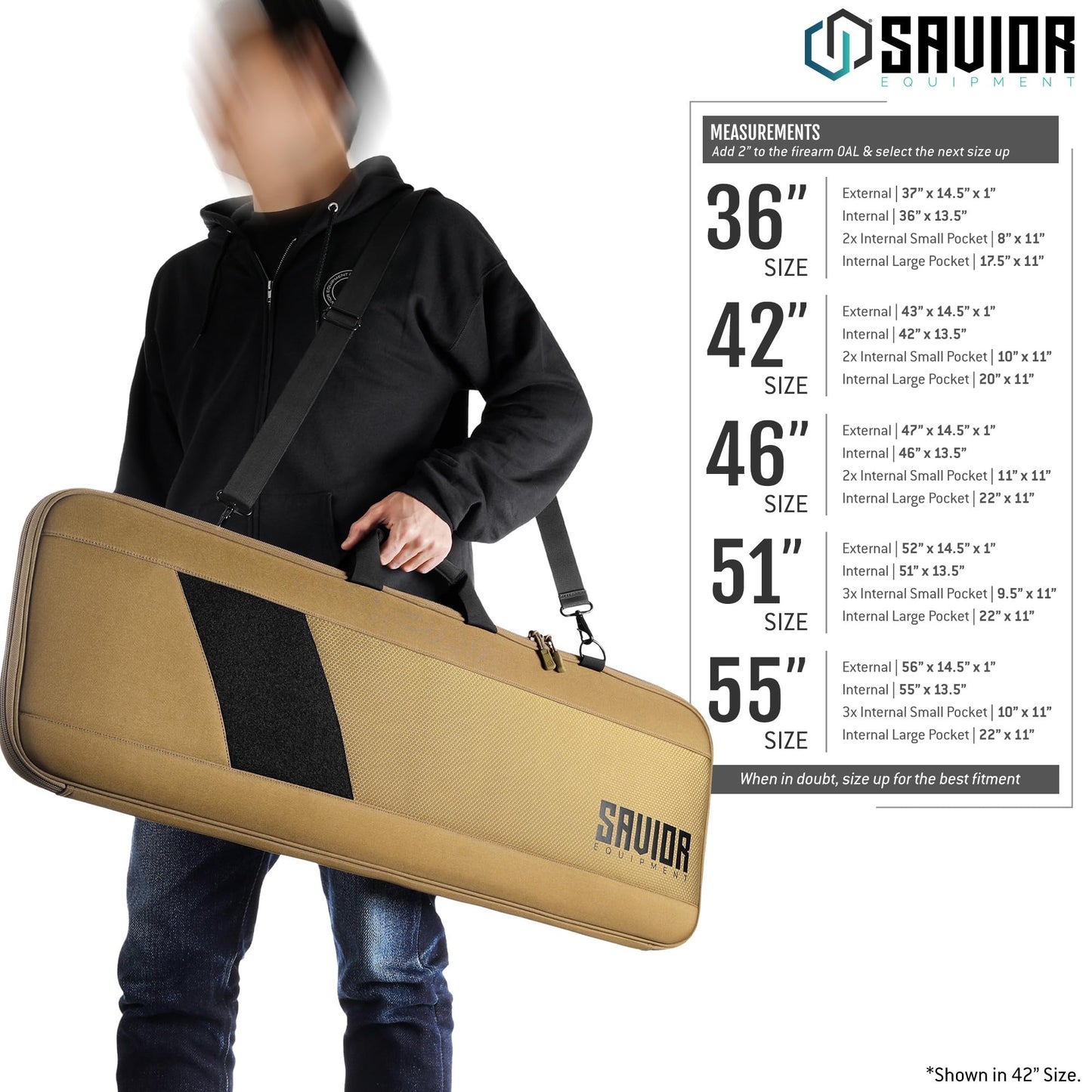 Savior Equipment Specialist Single Long Gun Bag Tactical Padded Soft Case w/Padded Handle Carrier, Adjustable Sling, Dual Lockable Zipper, 42 Inch FDE