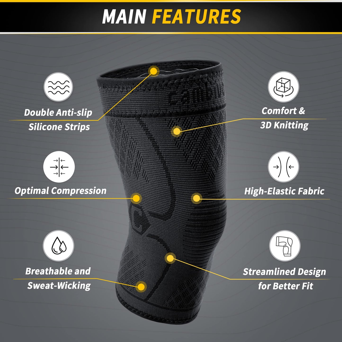 CAMBIVO Knee Brace Support(2 Pack), Knee Compression Sleeve for Running, Hiking, Basketball, Arthritis, ACL, Meniscus Tear, Knee Pain Relief and Injury Recovery (Upgrade-Black,XXX-Large)