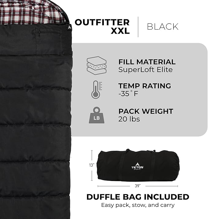 Teton Celsius XXL Sleeping Bag, Cold Weather Sleeping Bags for Adults and Kids, Camping Made Easy and Warm. Compression Sack Included, 35F, 25F, 0F, 20F Degree